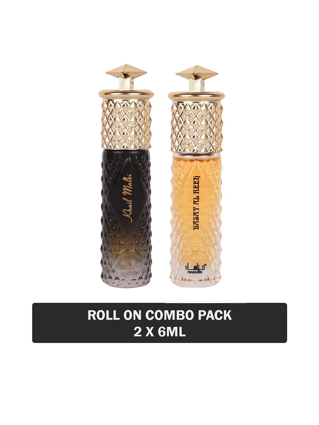 

MANASIK Set Of 2 Long-Lasting Roll-On Attars 6ml Each - Khail Malki & Basat Al Reeh, Yellow