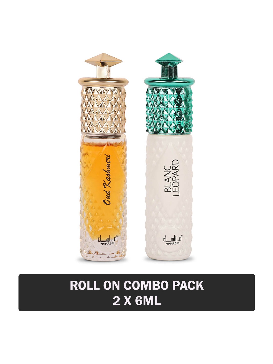 

MANASIK Men Set Of 2 Long Lasting Attars - 6 ml Each - Oud Kashmeri & Blanc Leopard, White