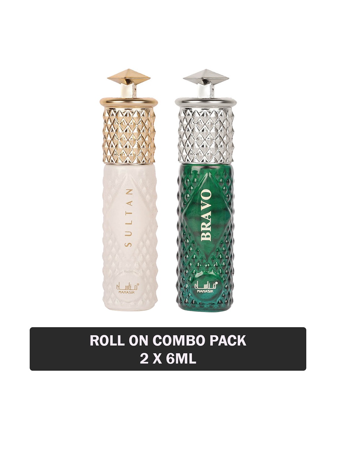 

MANASIK Men Set Of 2 Long-Lasting Roll-On Attars 6ml Each - Sultan & Bravo, Green