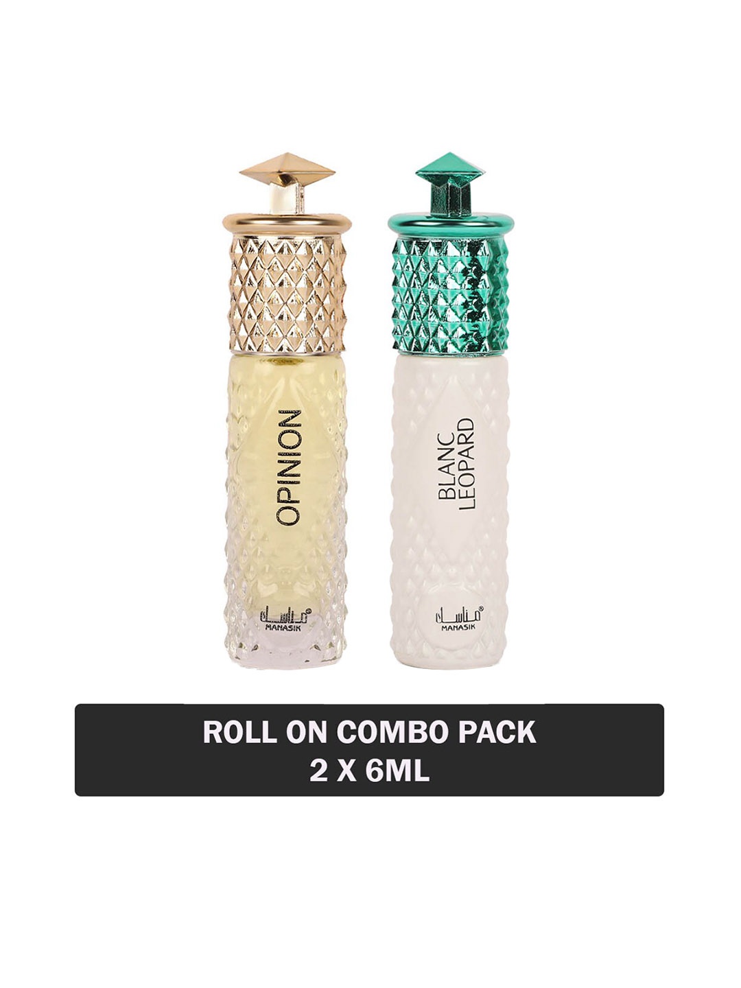 

MANASIK Men Set Of 2 Long-Lasting Roll-On Attars 6ml Each - Opinion & Blanc Leopard, Yellow