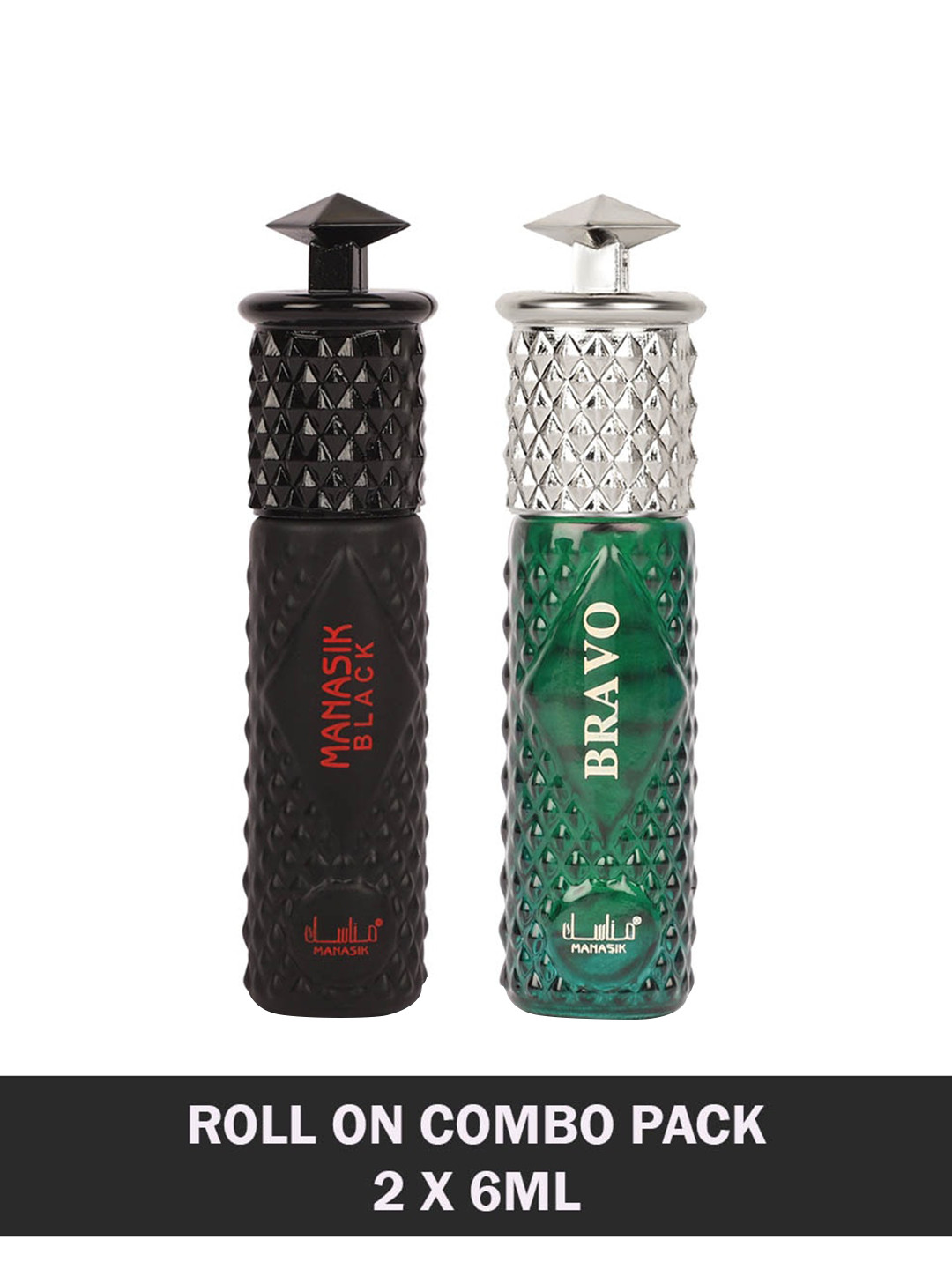 

MANASIK Men Set Of 2 Long-Lasting Roll-On Attars 6ml Each - Black & Bravo