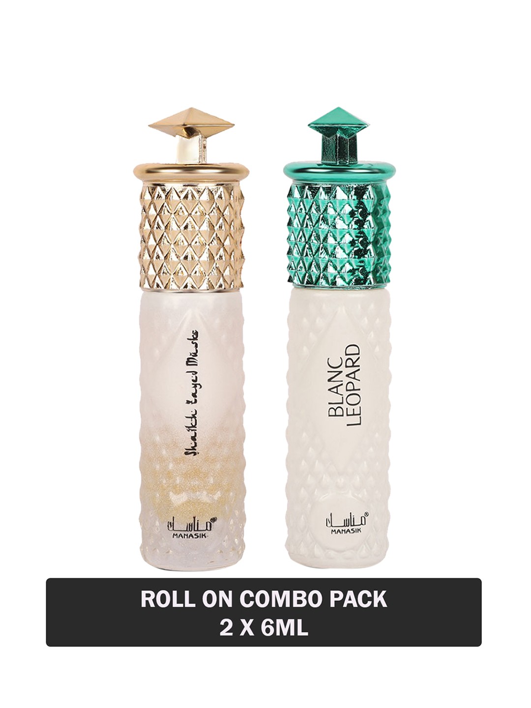 

MANASIK Men Set Of 2 Long-Lasting Attars 6ml Each - Shaikh Zayed Musk & Blanc Leopard, Na