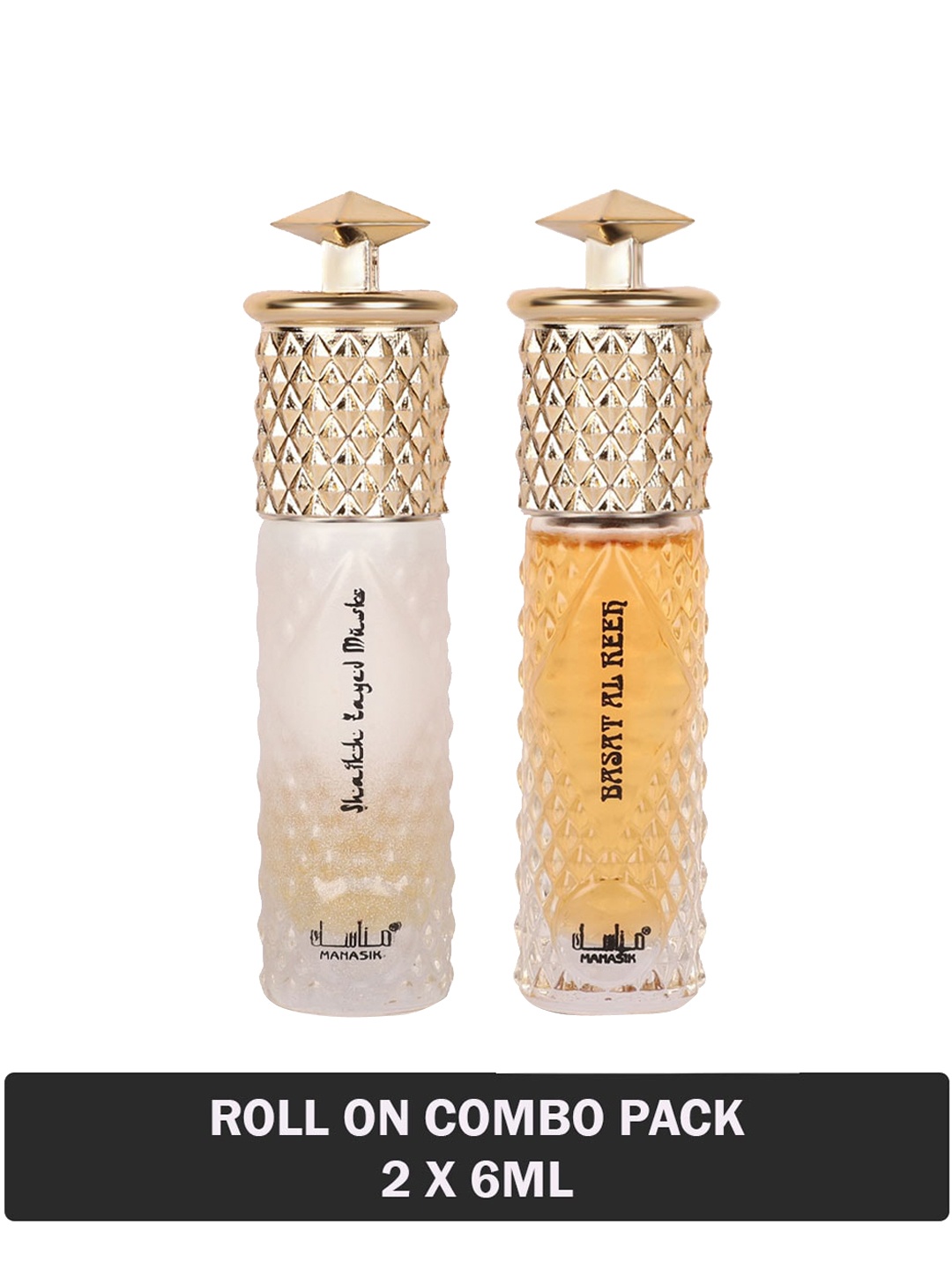 

MANASIK Men Set Of 2 Long-Lasting Attars 6ml Each - Shaikh Zayed Musk & Basat Al Reeh, Na