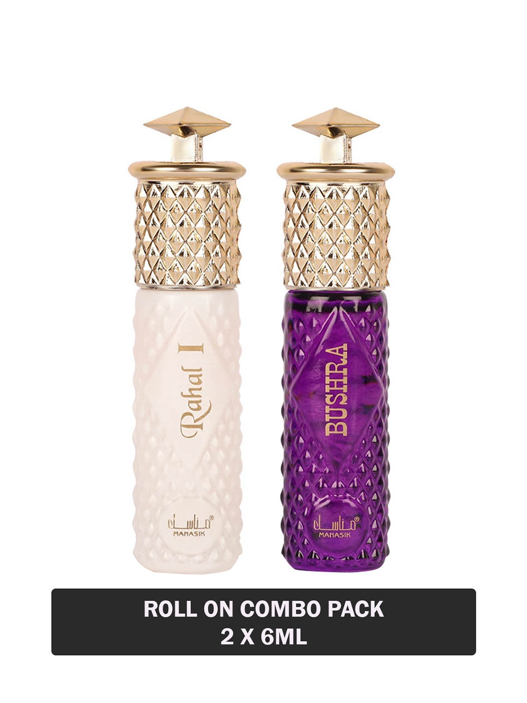 

MANASIK Women Set Of 2 Long-Lasting Roll-On Attars 6ml Each - Rahal I & Bushra, White