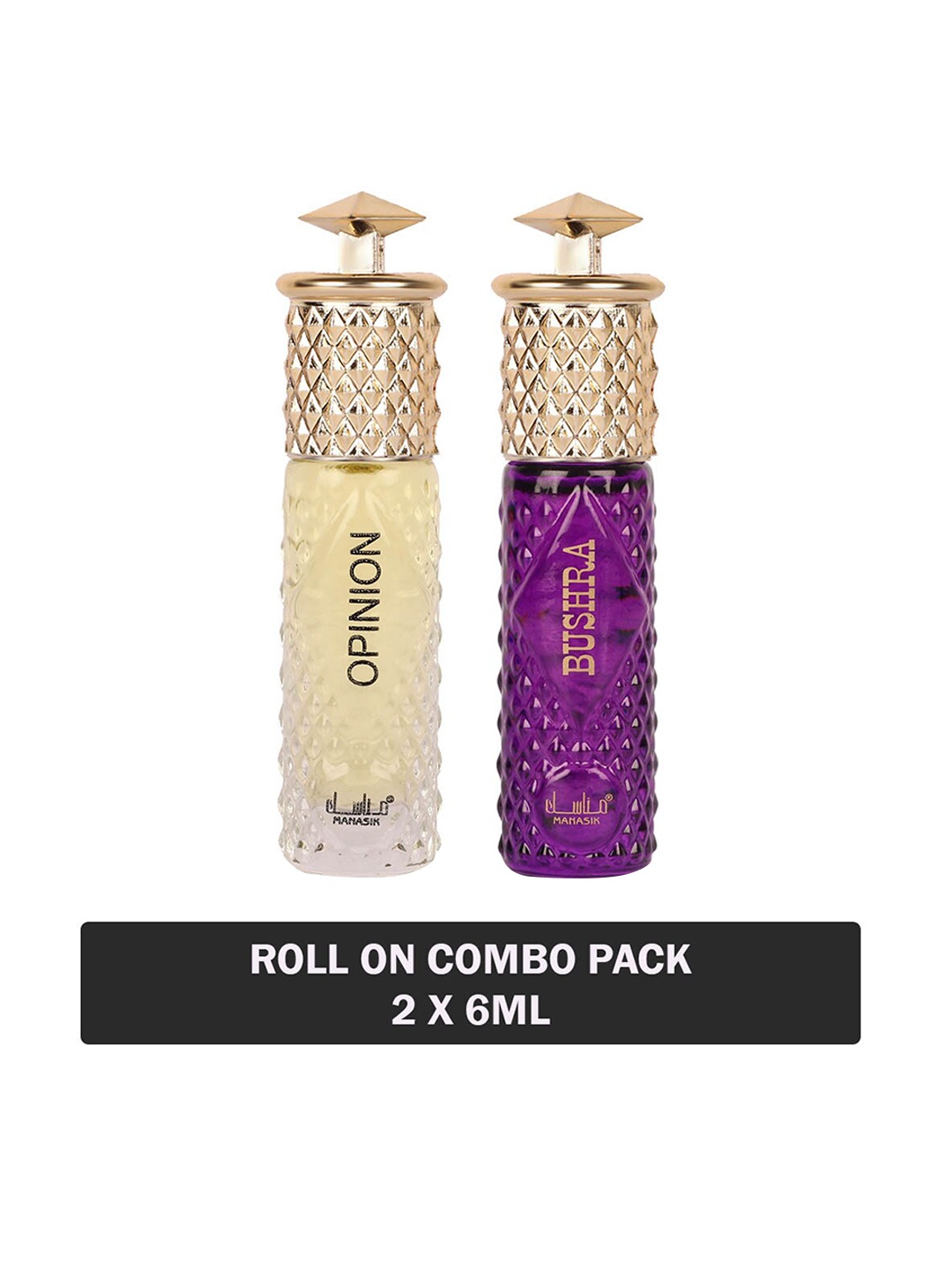 

MANASIK Set Of 2 Long Lasting Attars - 6 ml Each - Opinion & Bushra, Purple
