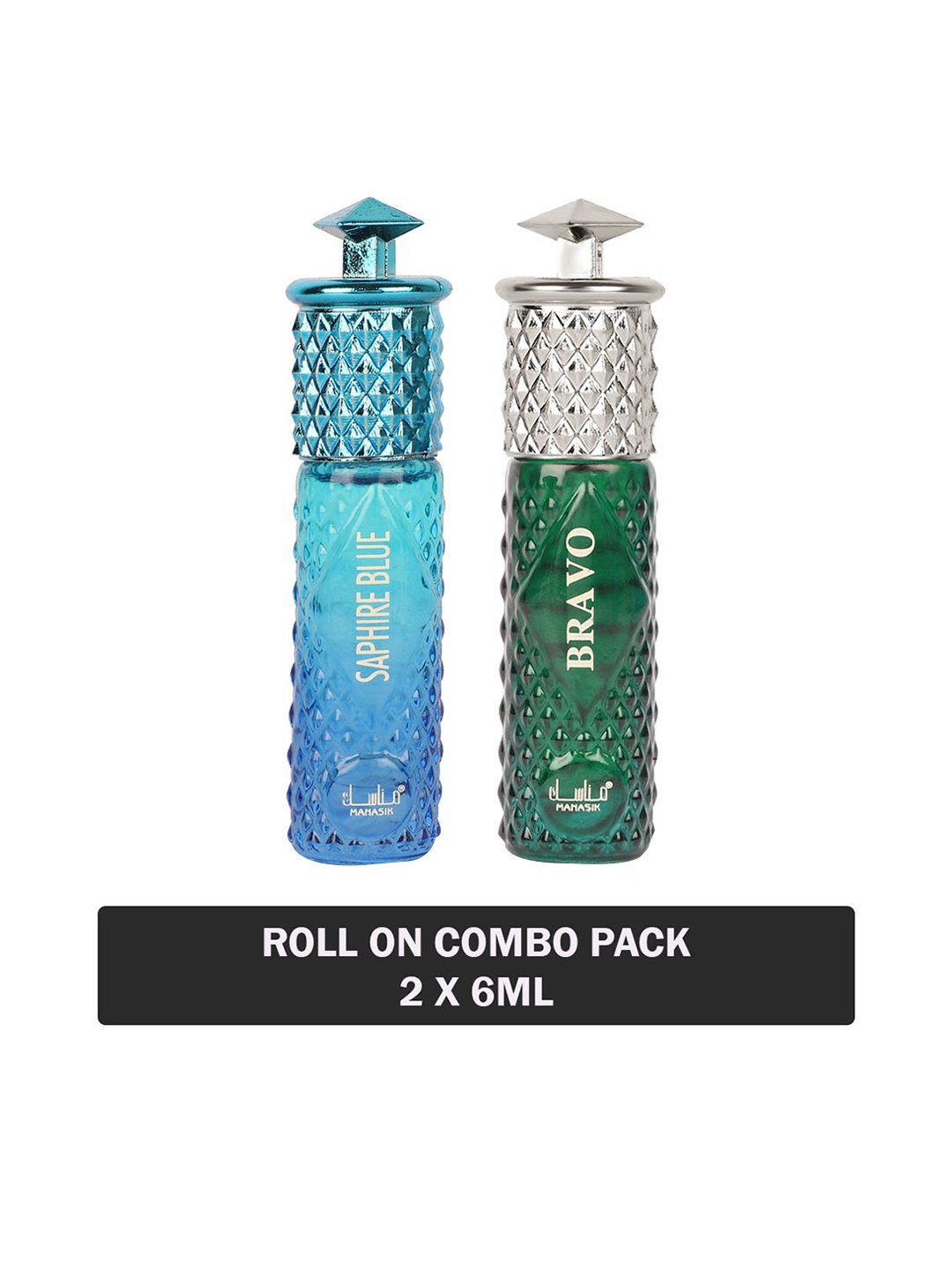 

MANASIK Men Set Of 2 Long Lasting Attars - 6 ml Each - Saphire Blue & Bravo