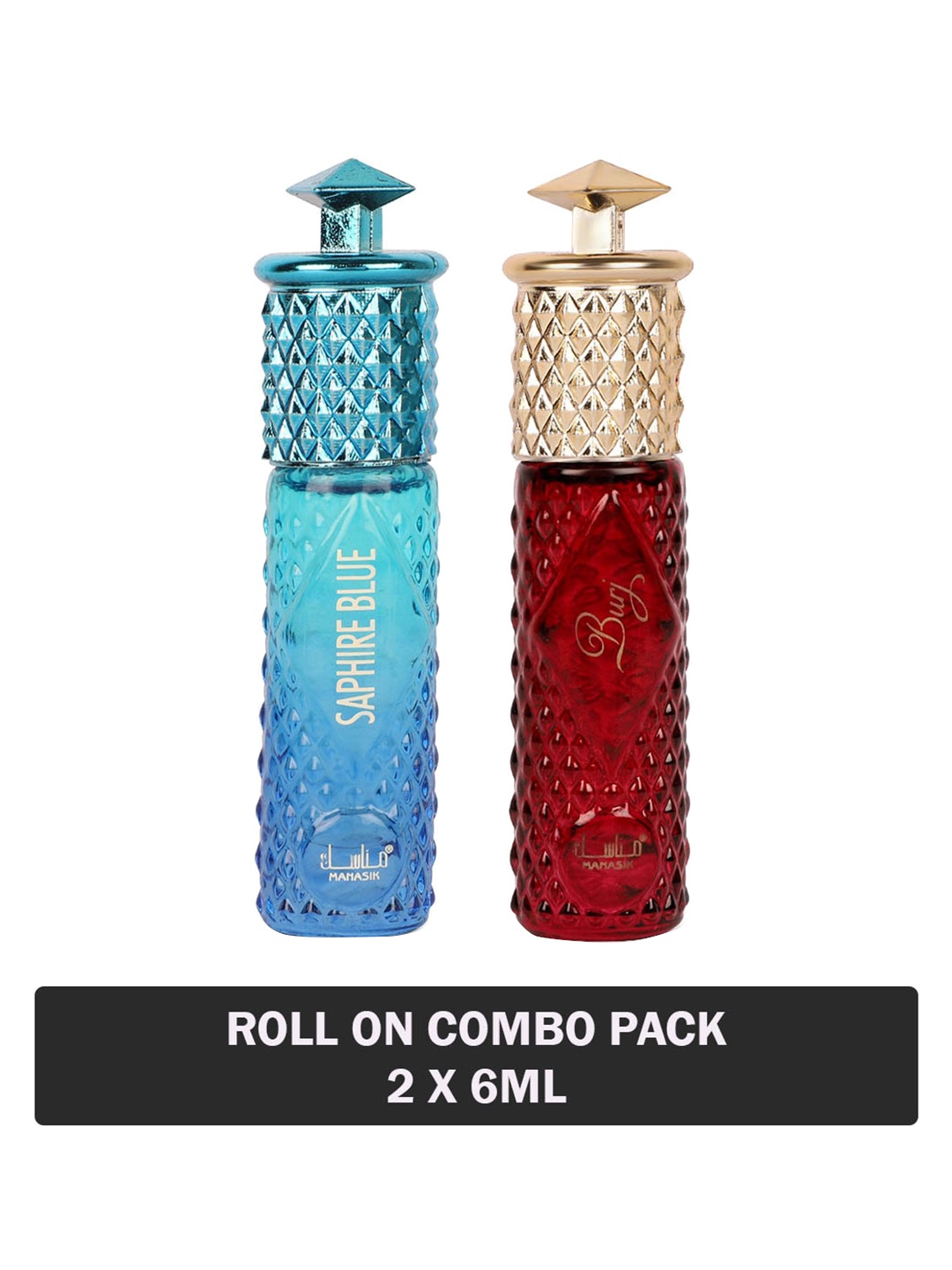 

MANASIK Set Of 2 Long Lasting Attars - 6 ml Each - Saphire Blue & Burj