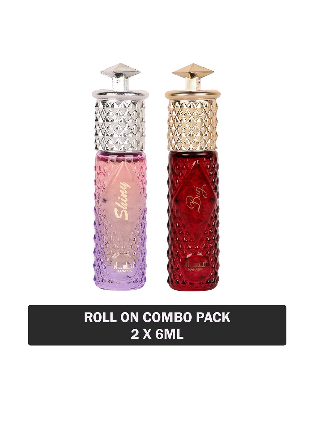 

MANASIK Set Of 2 Long Lasting Attars 6 ml Each - Shiny Pink & Burj, Transparent
