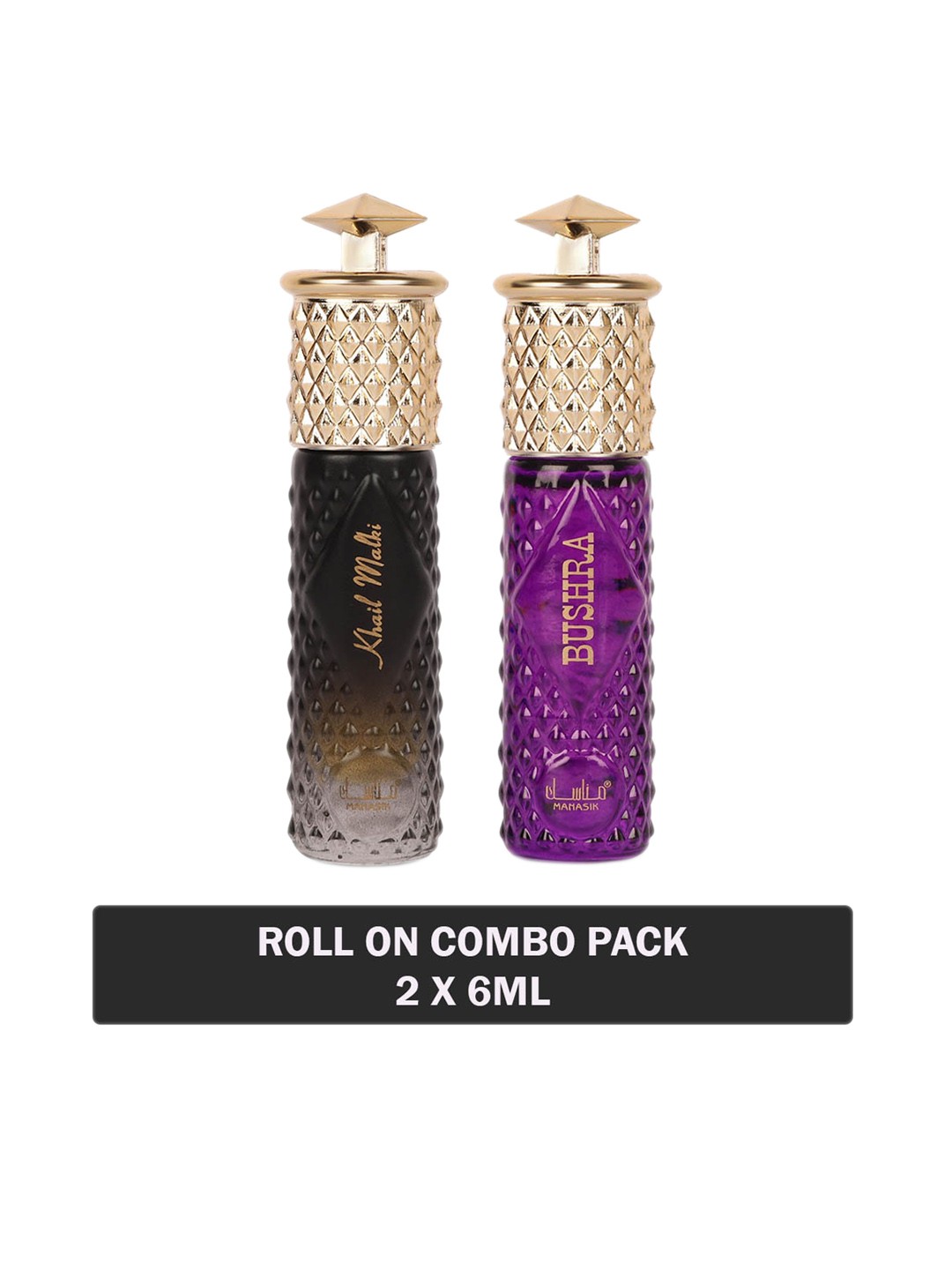 

MANASIK Set Of 2 Long Lasting Attars 6 ml Each - Khail Malki & Bushra, Transparent