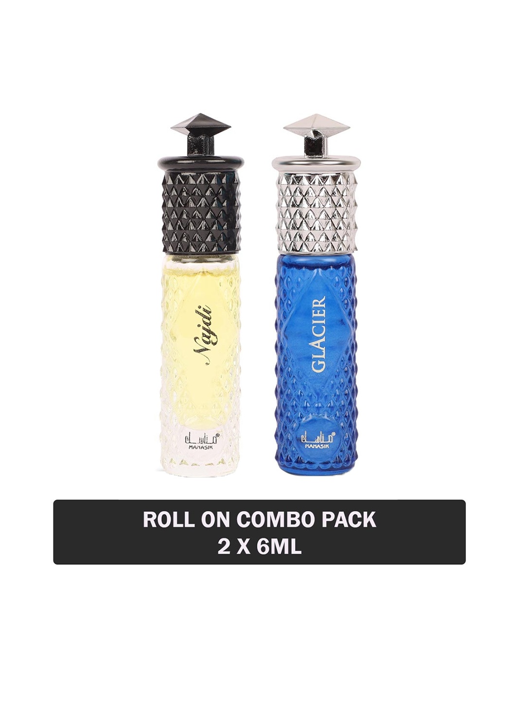 

MANASIK Set Of 2 Long Lasting Attars 6 ml Each - Najdi & Glacier, Transparent