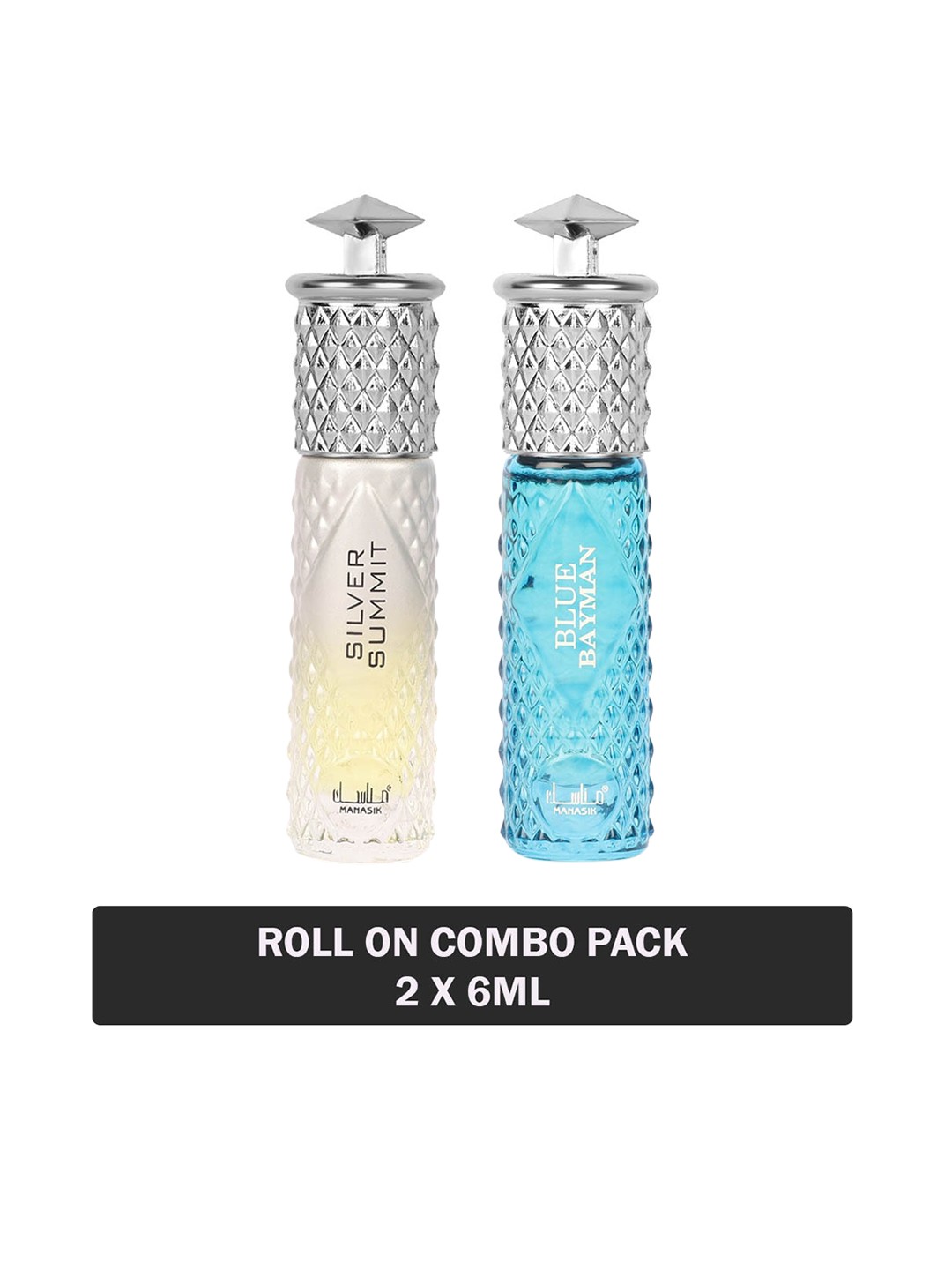 

MANASIK Men Set of Silver Summit & Blue Bayman Long Lasting Attars - 6 ml Each