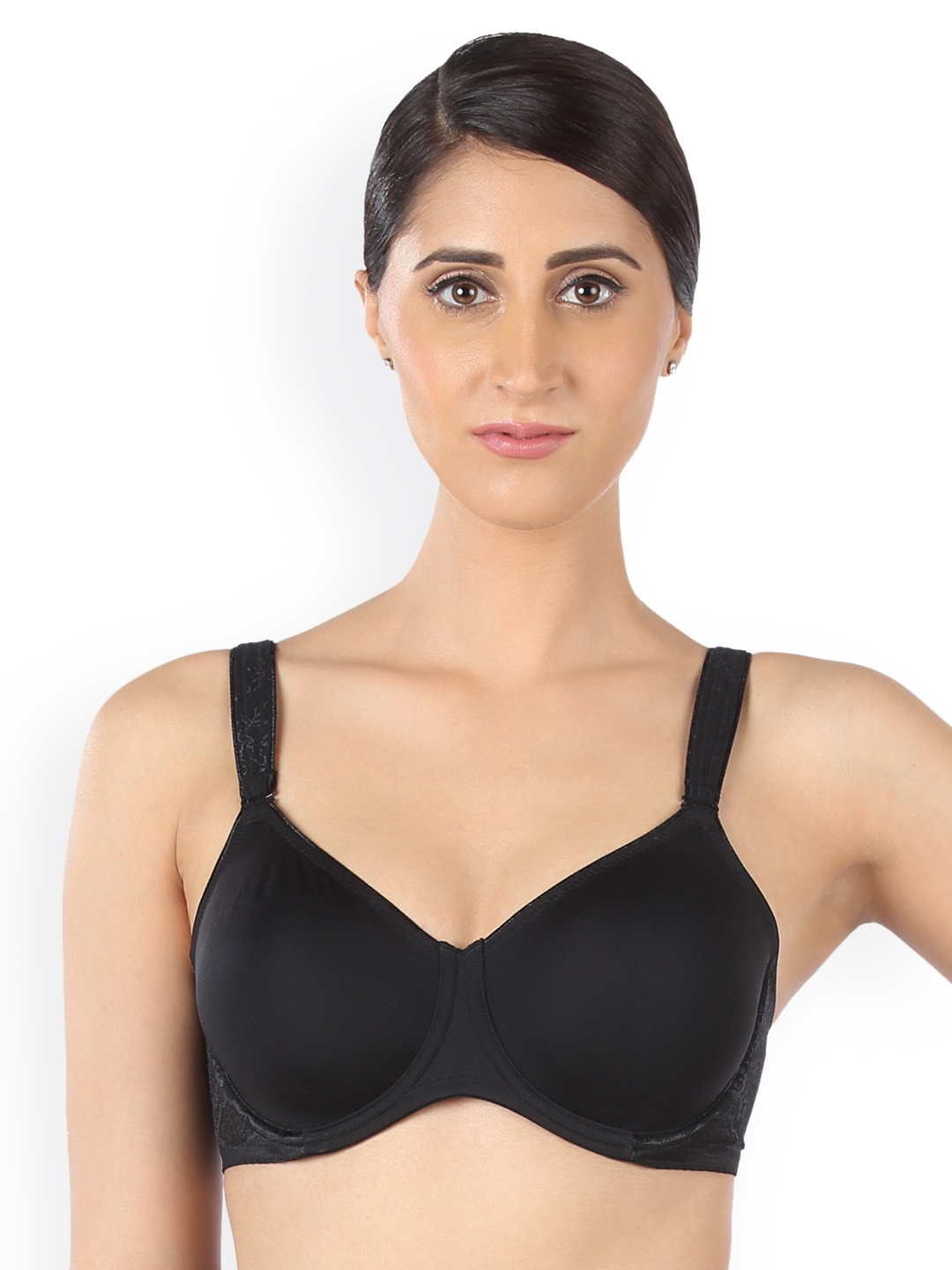 

Triumph Black Solid Underwired Non Padded Minimizer Bra