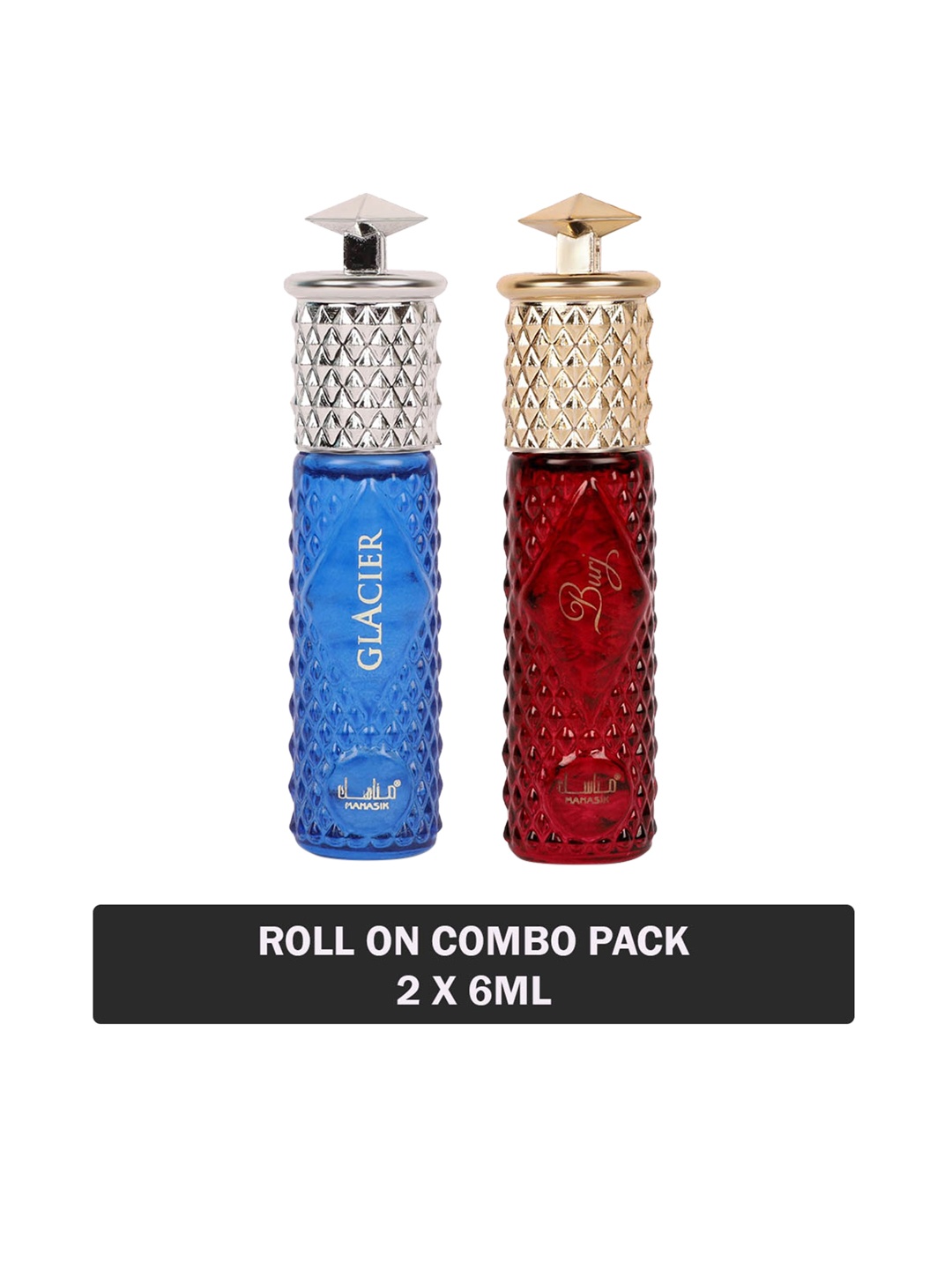 

MANASIK Set of Glacier & Burj Long Lasting Attars - 6 ml Each, Blue