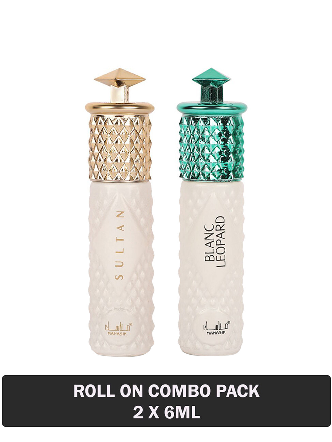 

MANASIK Men Set Of 2 Long Lasting Attars - 6 ml Each - Sultan & Blanc Leopard, White