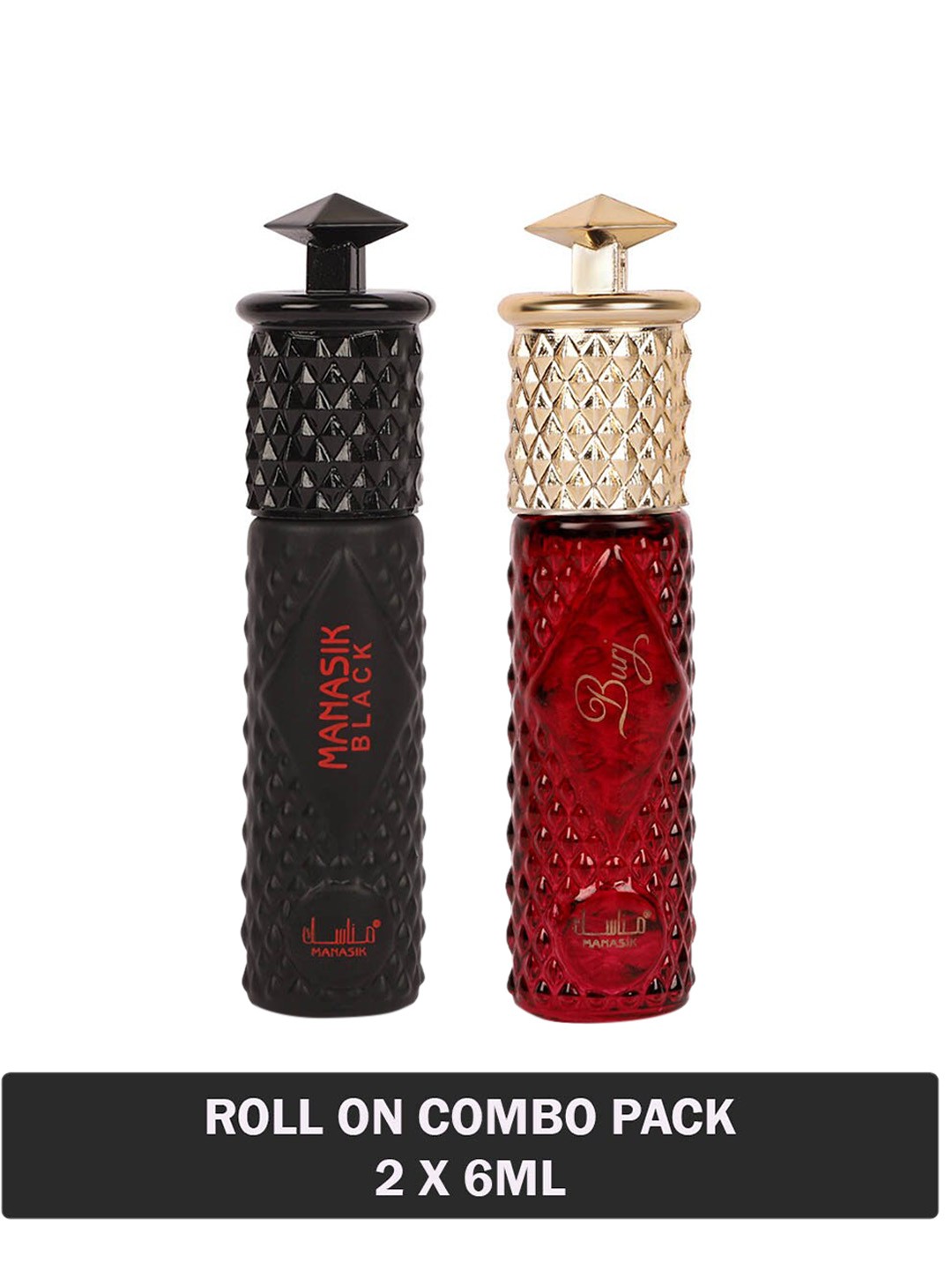 

MANASIK Set Of 2 Long Lasting Attars - 6 ml Each - Black & Burj