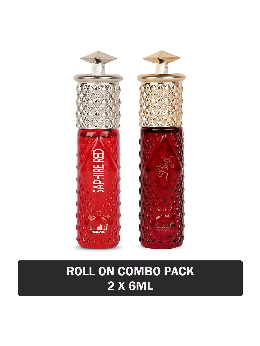 

MANASIK Set Of 2 Long Lasting Attars - 6 ml Each - Saphire Red & Burj
