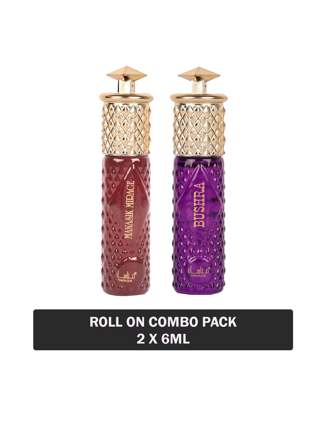

MANASIK Set Of 2 Long-Lasting Roll-On Attars 6ml Each- Mirage & Bushra, Purple