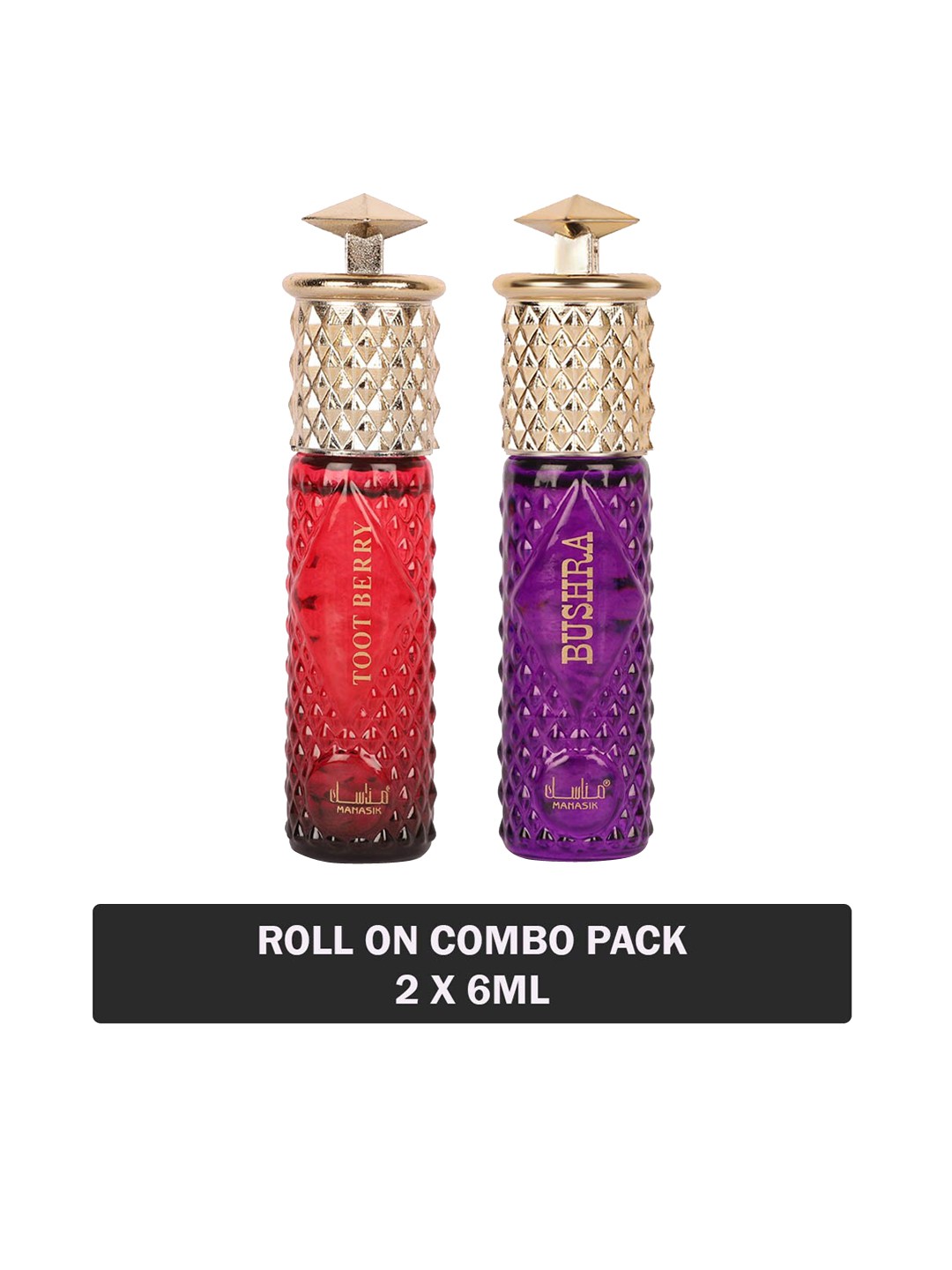 

MANASIK Set Of 2 Long-Lasting Roll-On Attars 6ml Each- Toot Berry & Bushra, Red