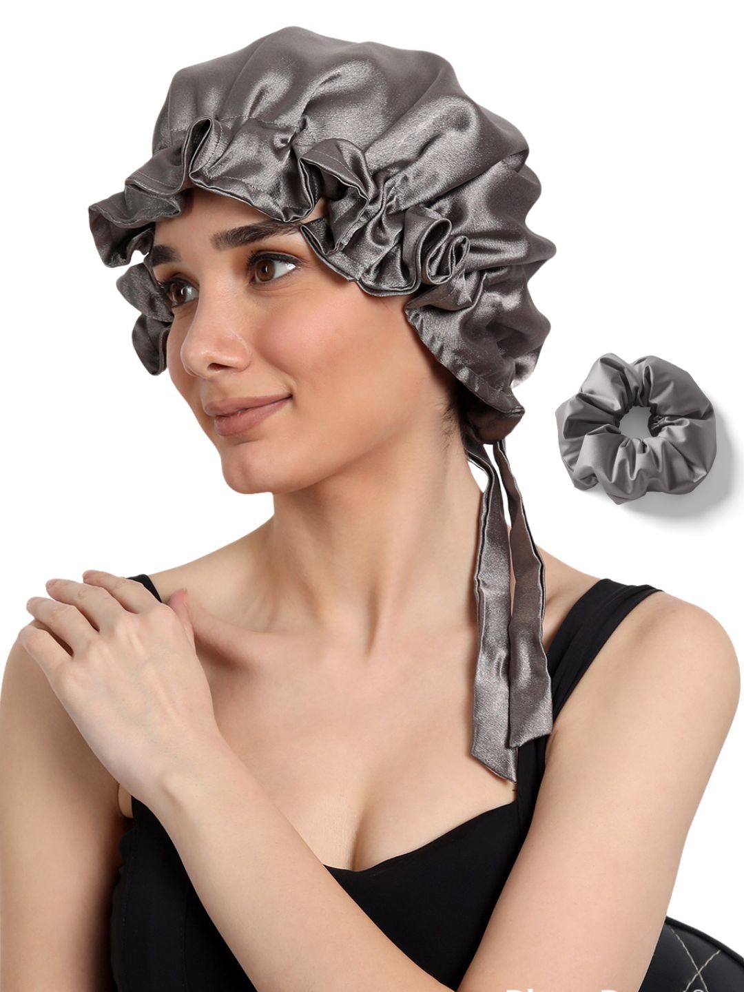 

Mueras Women Hair Bonnet Sleep Cap Scrunchie Combo, Grey