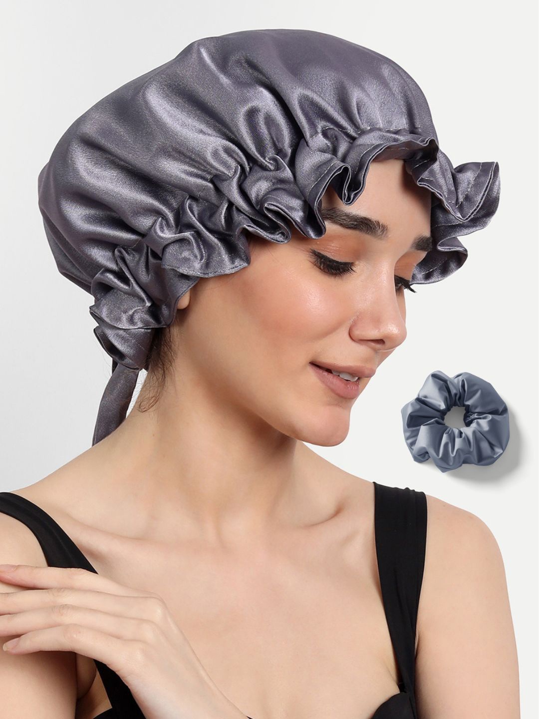 

Mueras Women Hair Bonnet Sleep Cap Scrunchie Combo, Blue