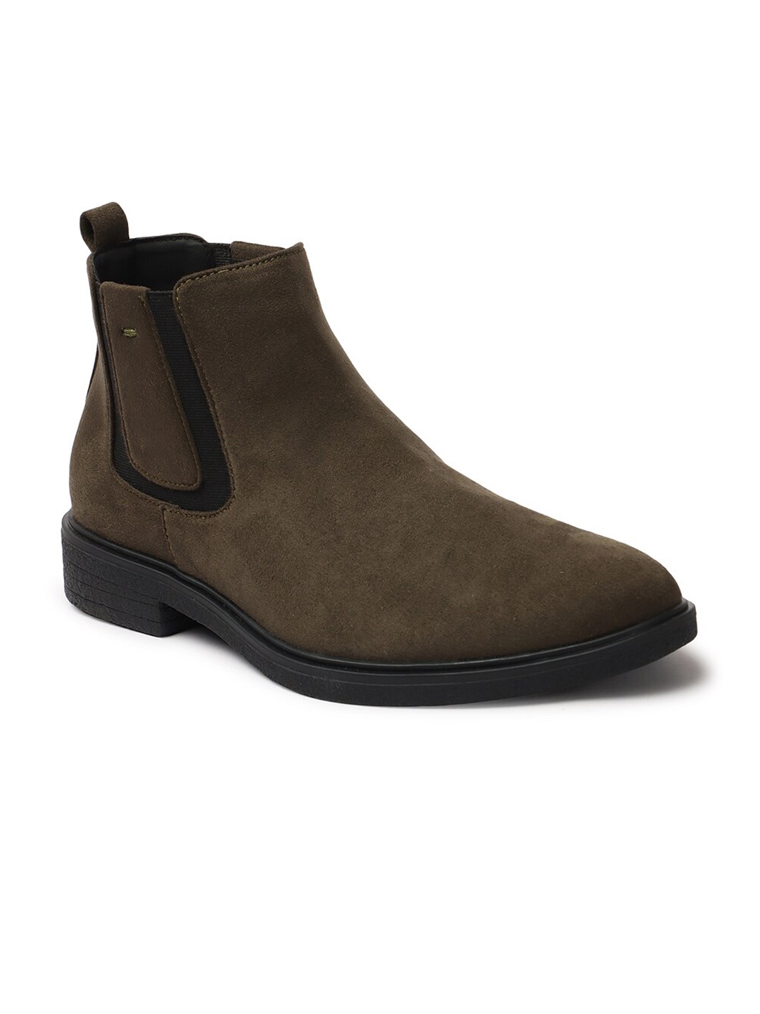 

Carlton London Men Mid Top Block Heel Chelsea Boots, Olive