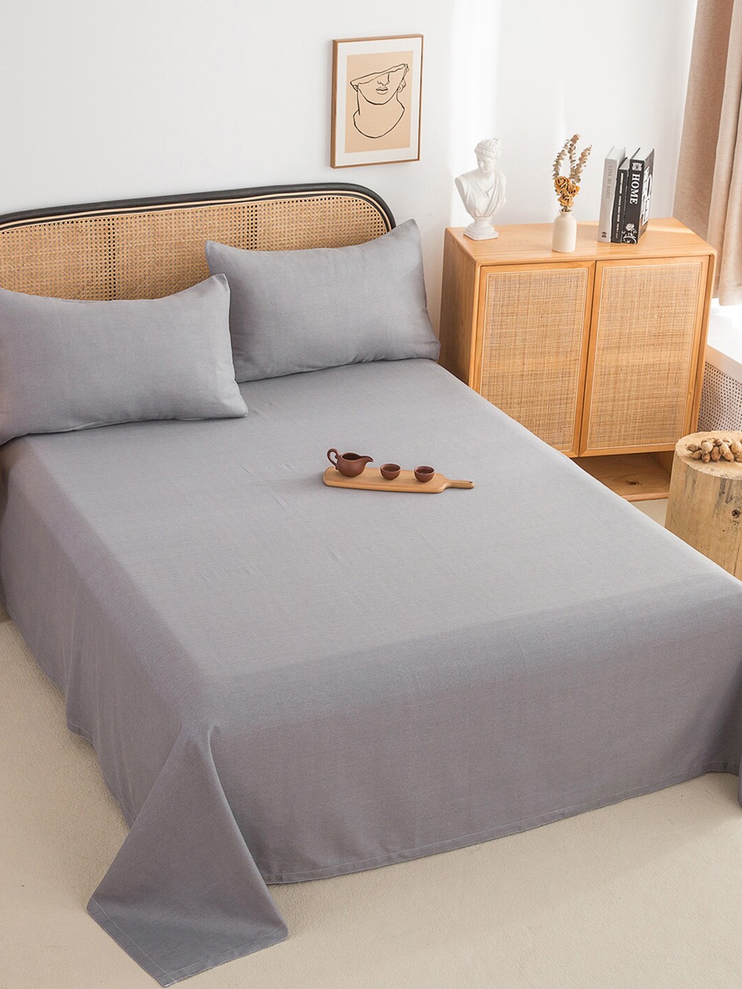 

JC Collection Grey 220 TC Cotton Queen Bedsheet & Pillow Covers