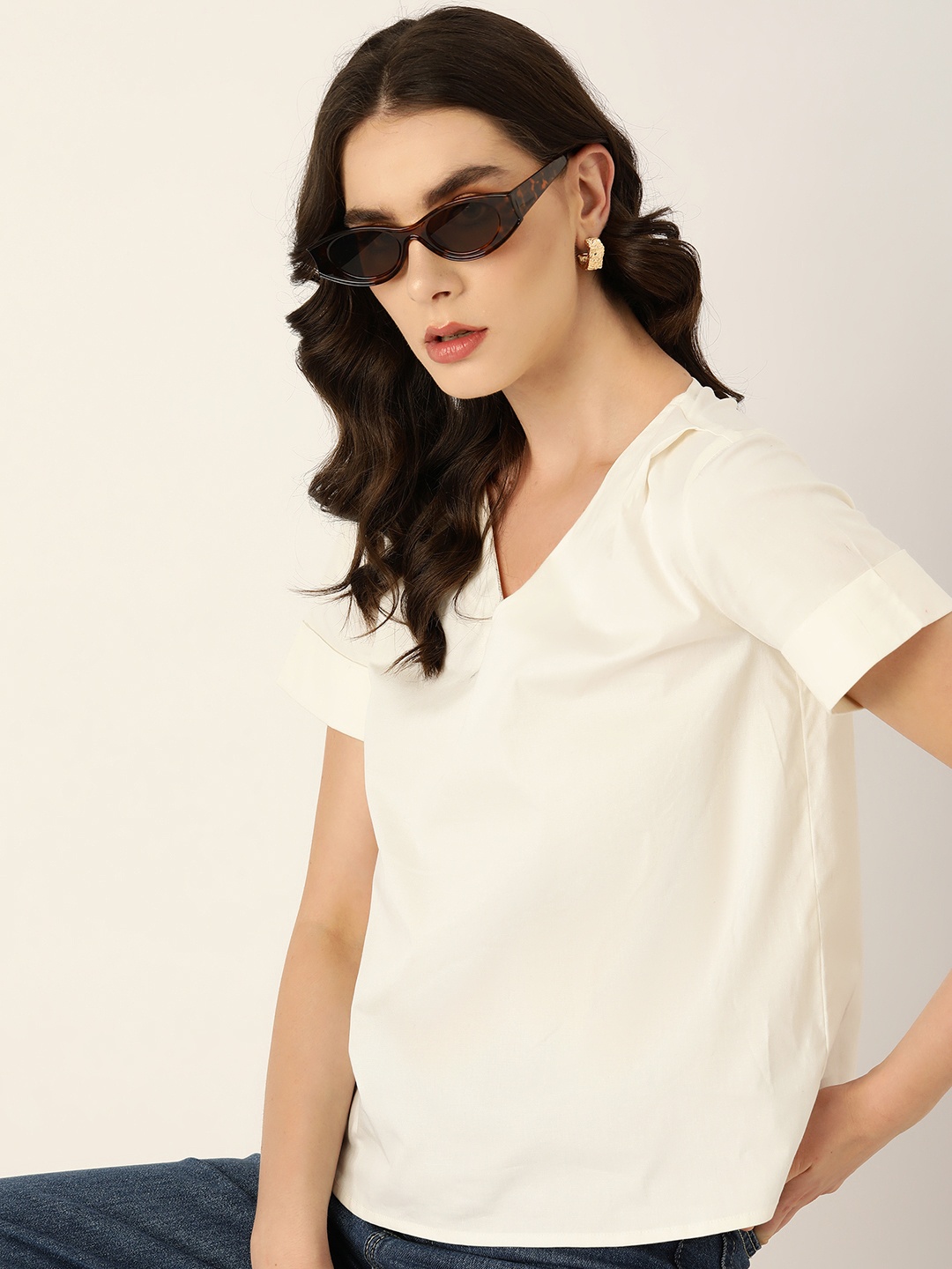 

Kook N Keech Solid Cotton Top, Off white