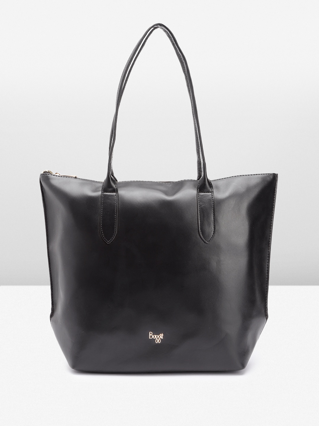 

Baggit Solid PU Oversized Structured Shoulder Bag, Black