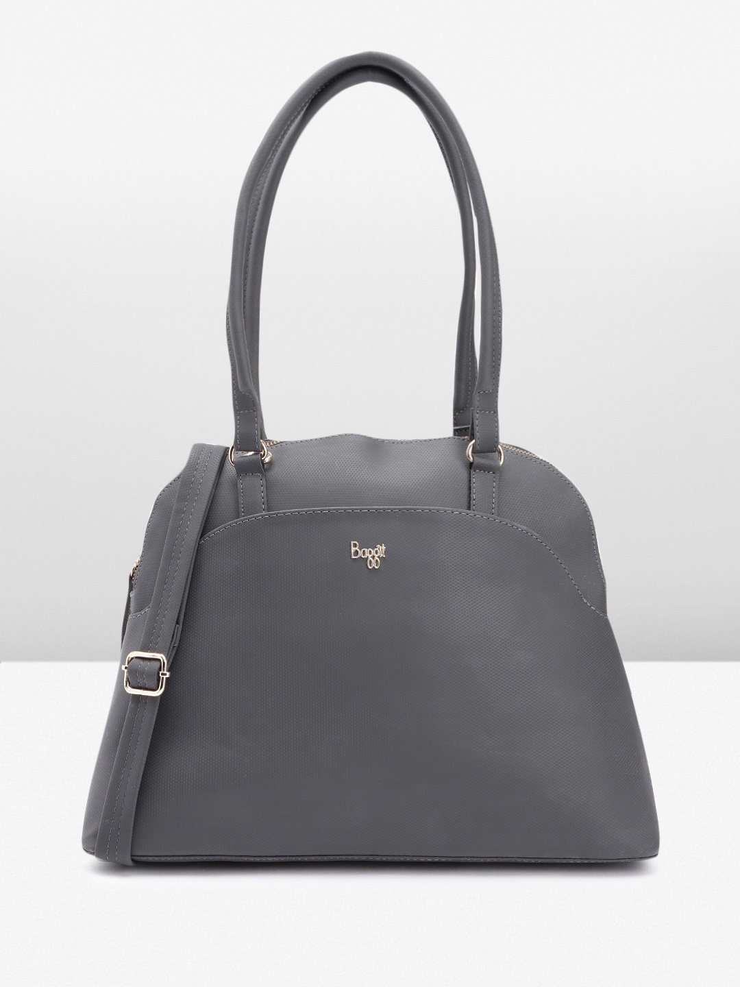 

Baggit Solid PU Structured Shoulder Bag, Charcoal