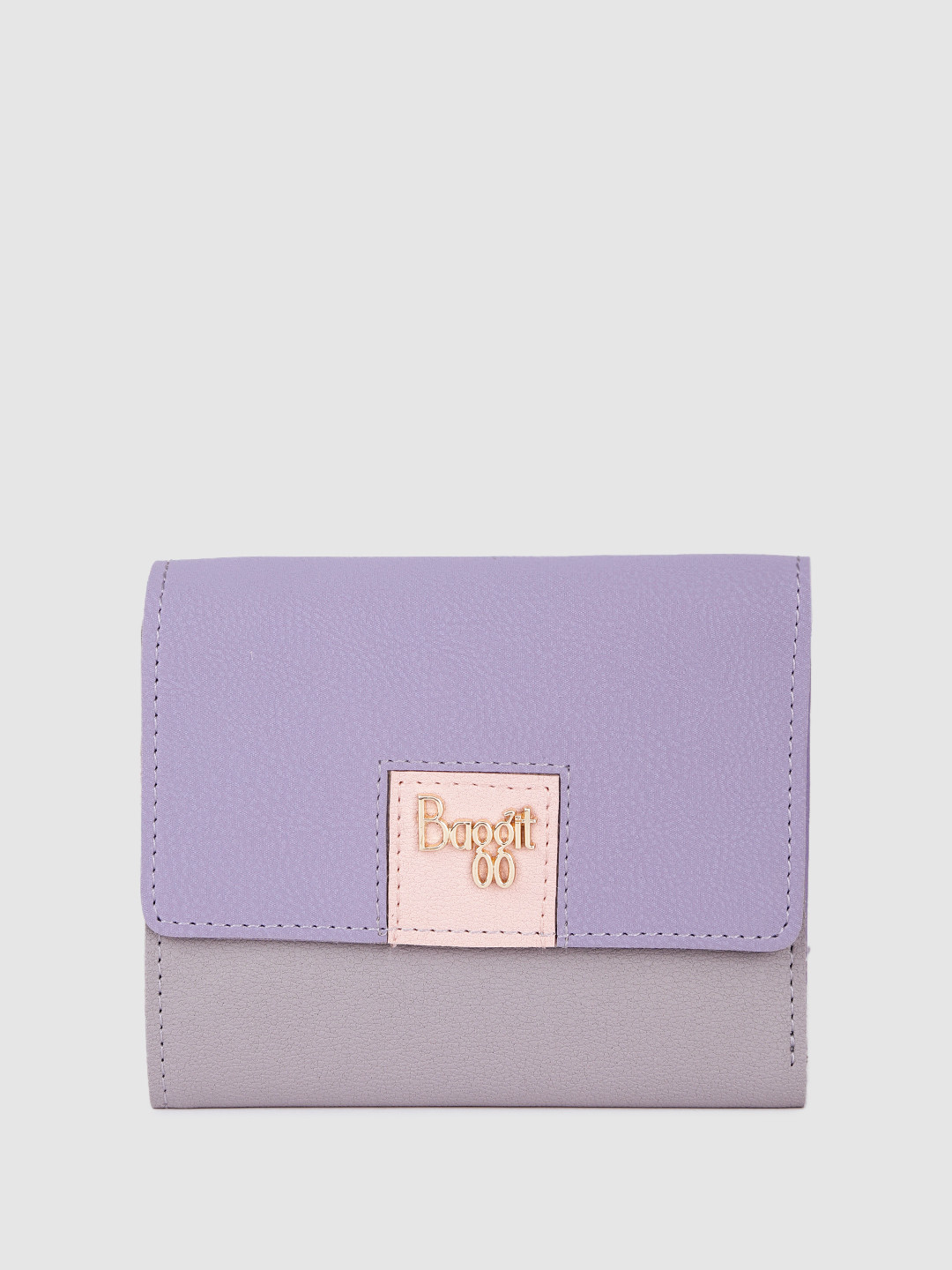 

Baggit Women Colourblocked PU Three Fold Wallet, Purple