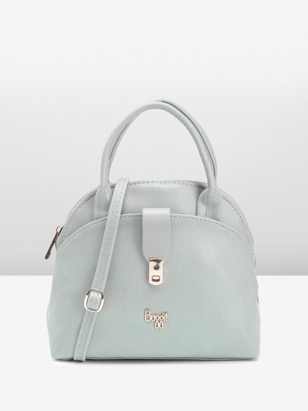 

Baggit Textured PU Structured Handheld Bag With Buckle & Strap Detail, Green