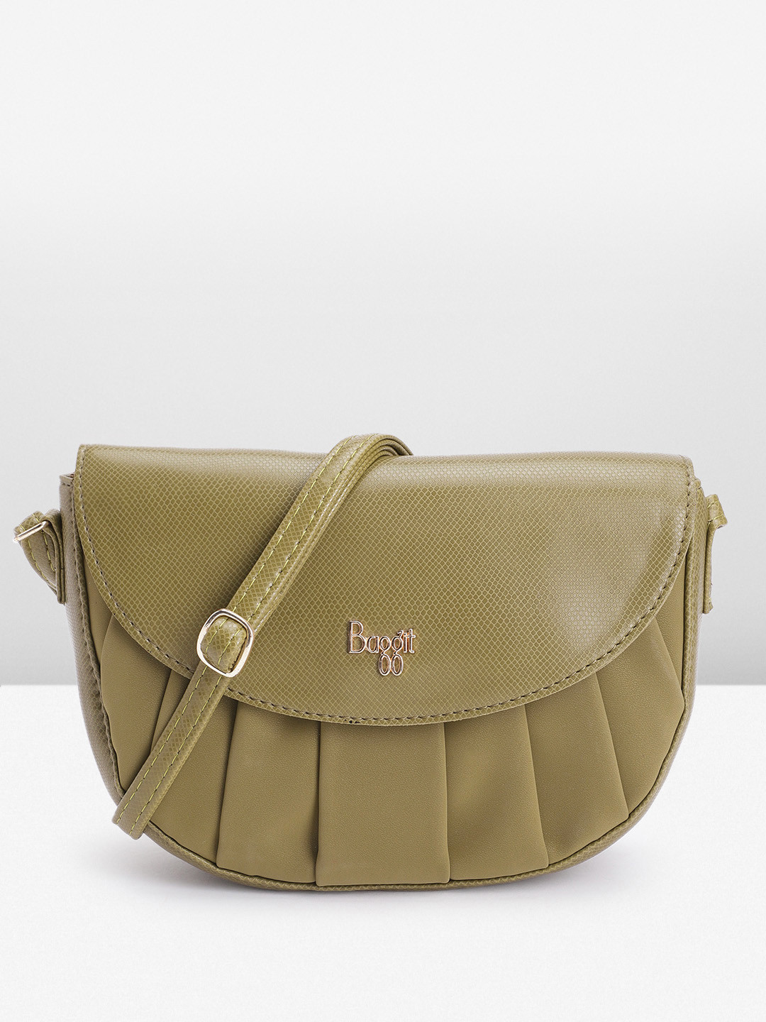 

Baggit Pleated Structured Sling Bag, Olive