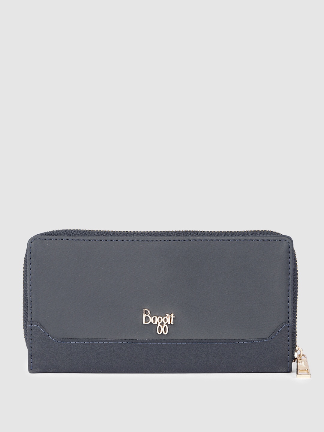 

Baggit Women Solid PU Zip Around Come Two-Fold Wallet, Navy blue