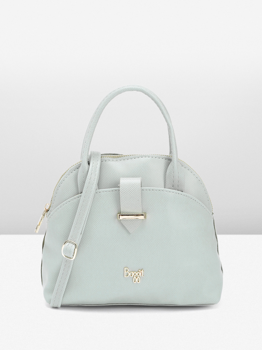 

Baggit Textured PU Structured Handheld Bag With Buckle & Strap Detail, Green