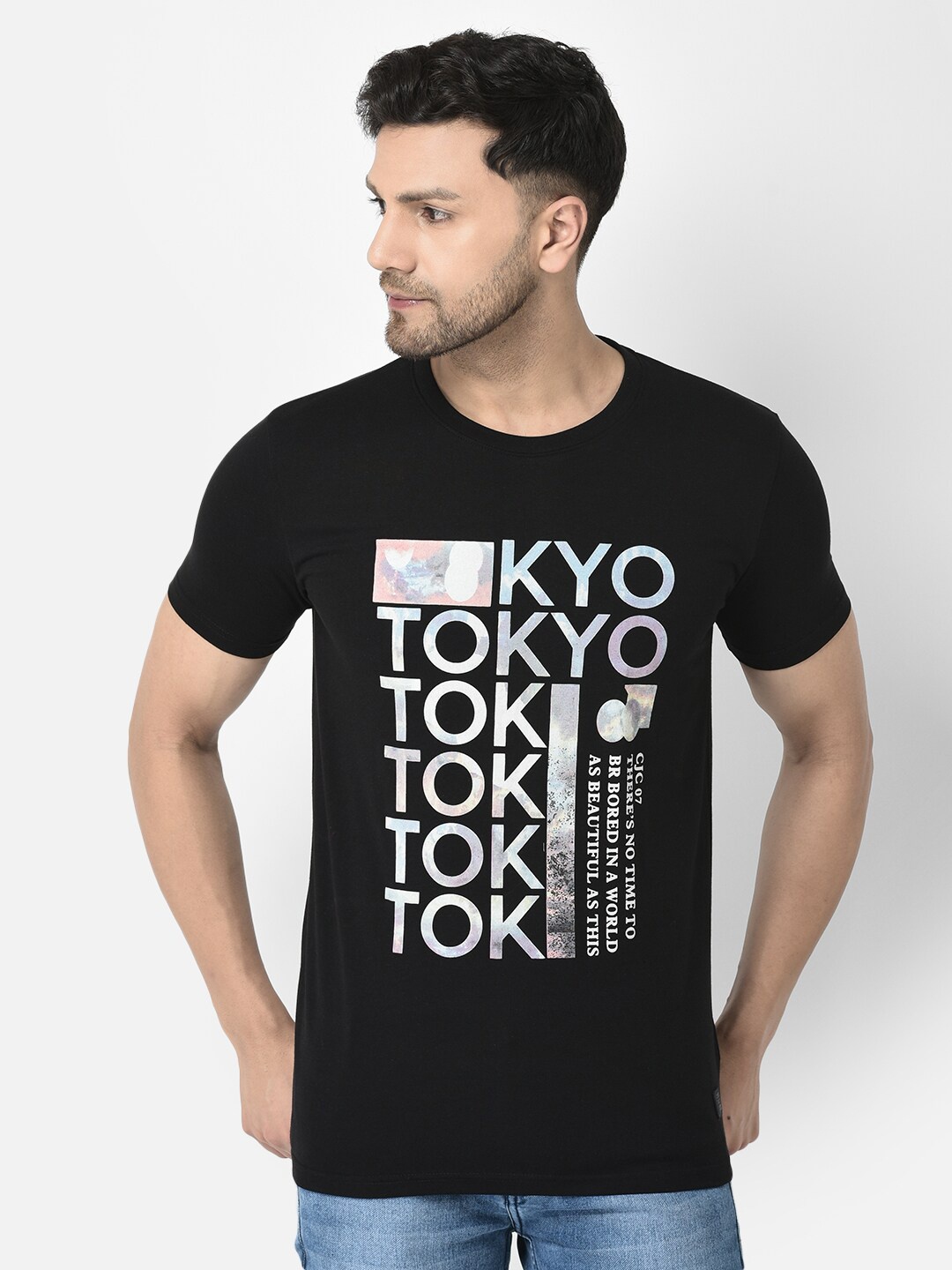 

COBB Typography Printed Cotton T-shirt, Black