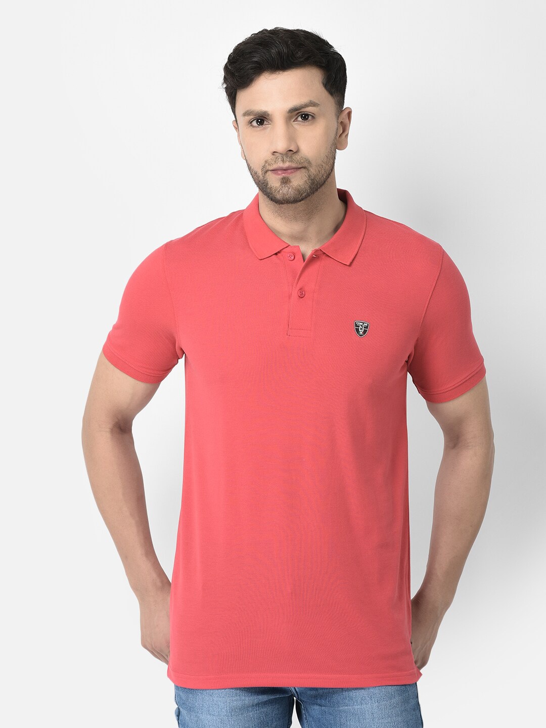 

COBB Polo Collar Regular Fit Cotton T-shirt, Coral