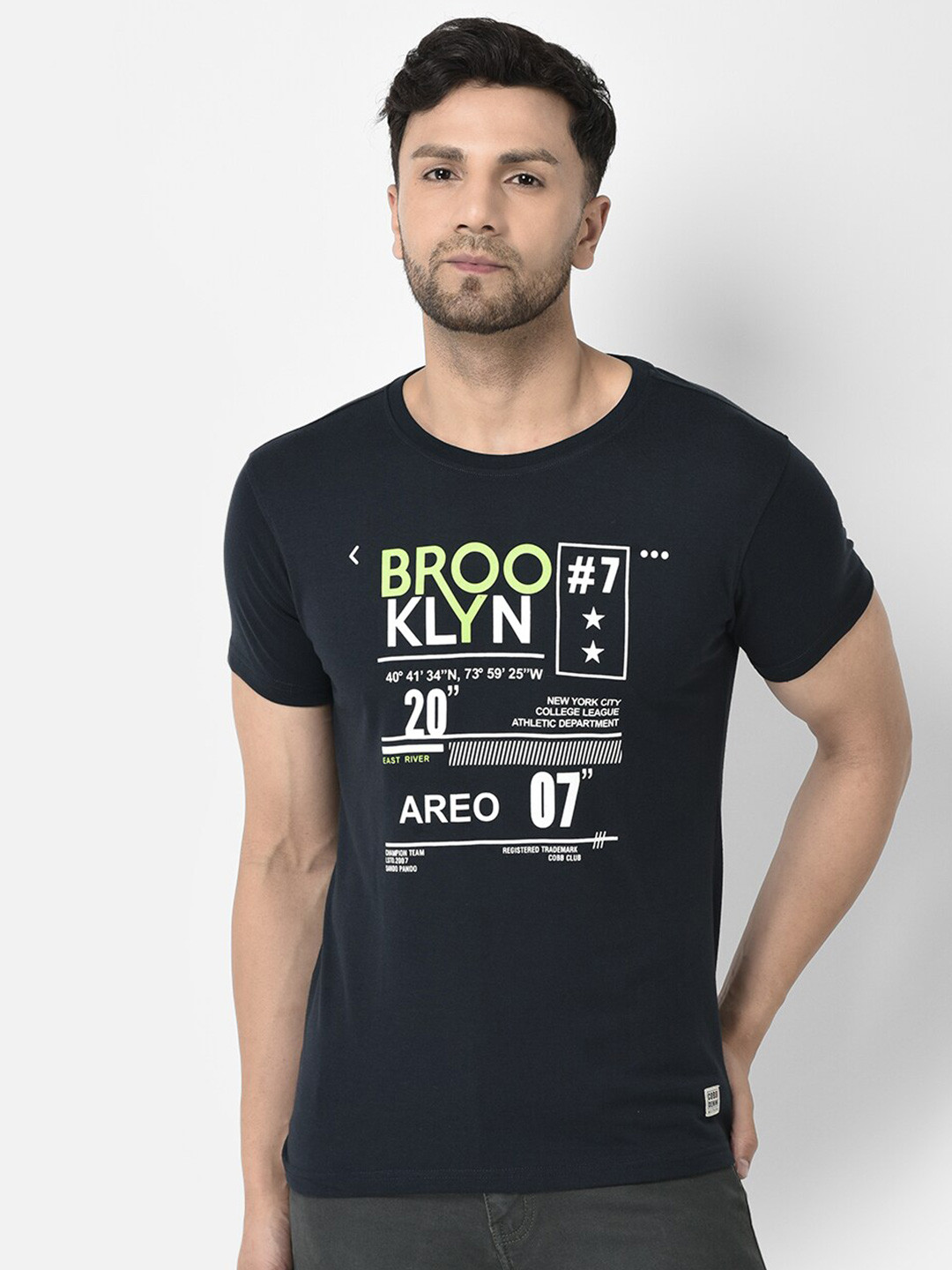 

COBB Typography Printed Short Sleeves Cotton T-shirt, Blue