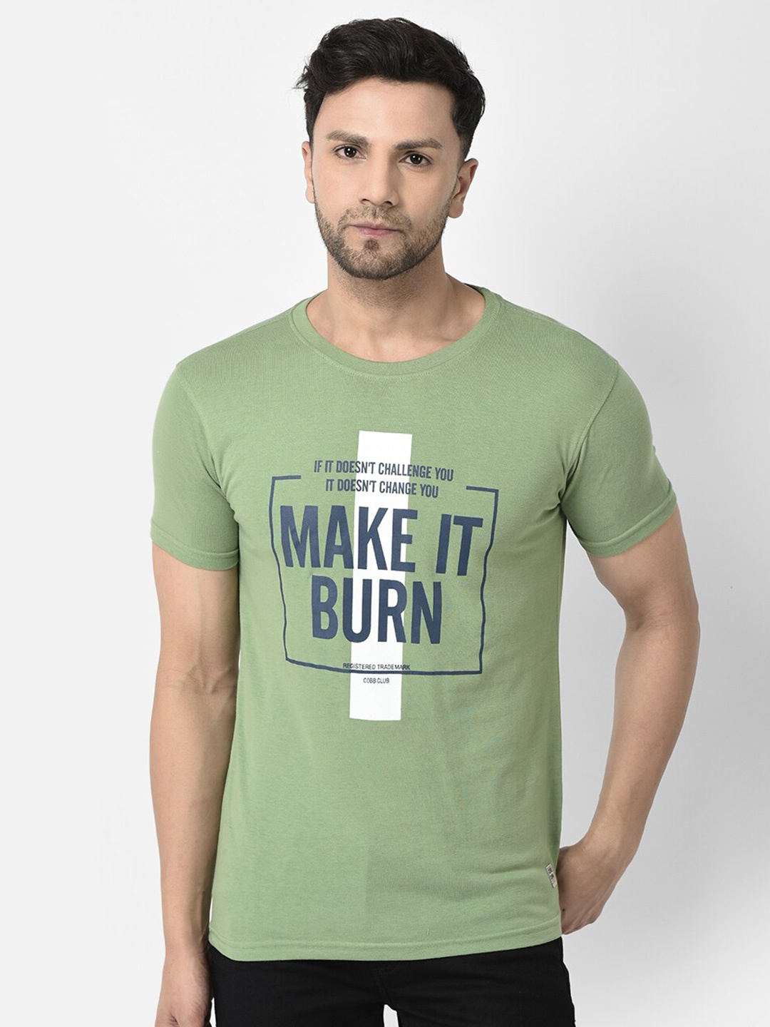 

COBB Typography Printed Cotton T-shirt, Green