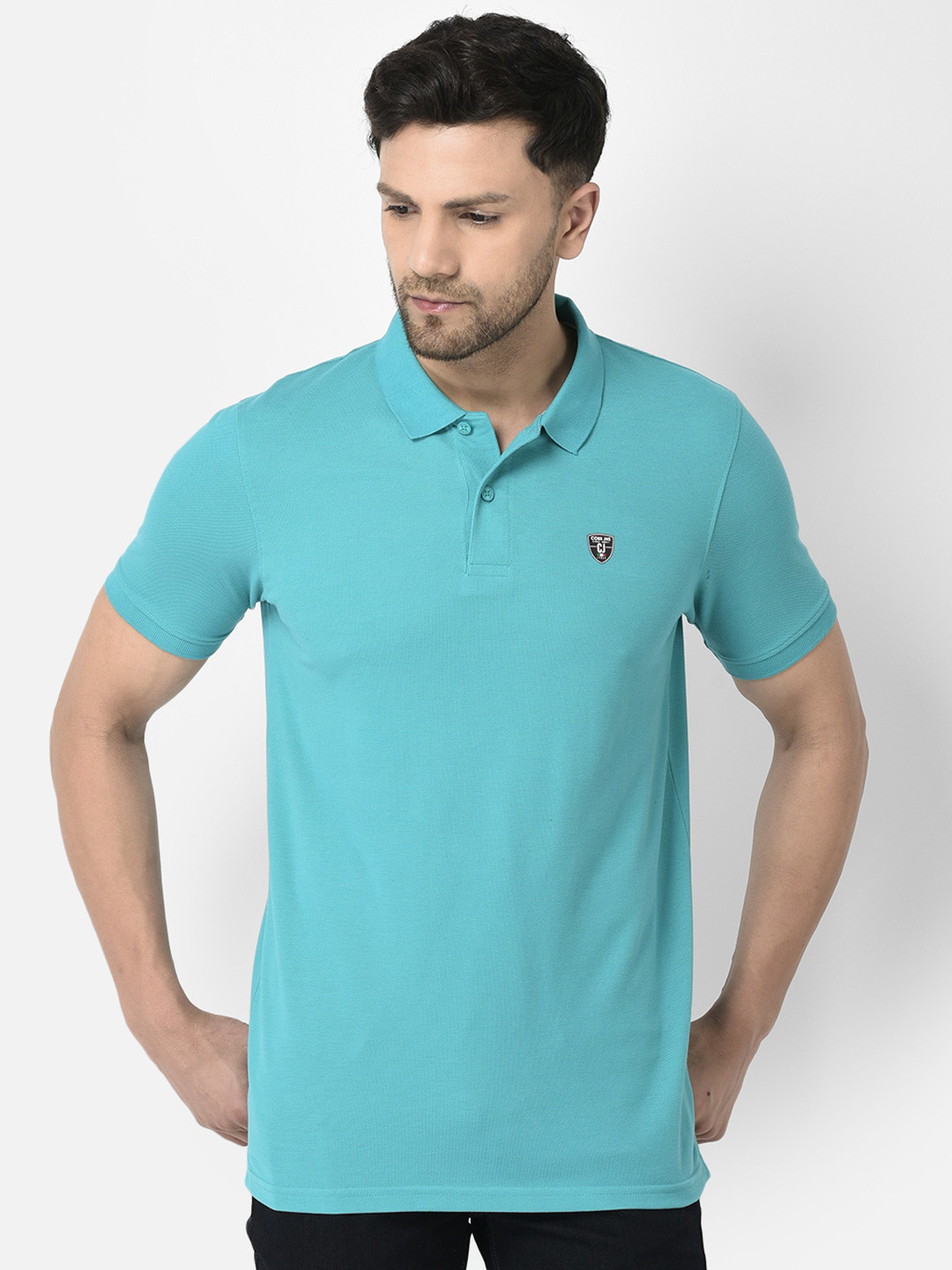 

COBB Polo Collar Cotton Regular T-shirt, Turquoise blue