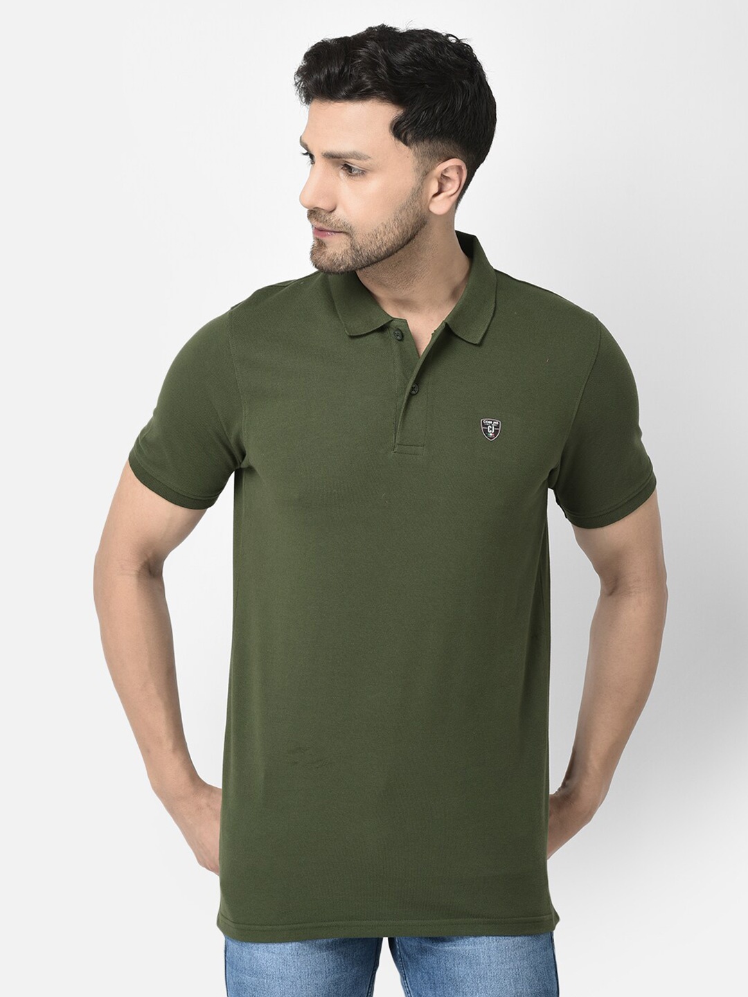 

COBB Men Polo Collar Short Sleeves Cotton T-shirt, Olive