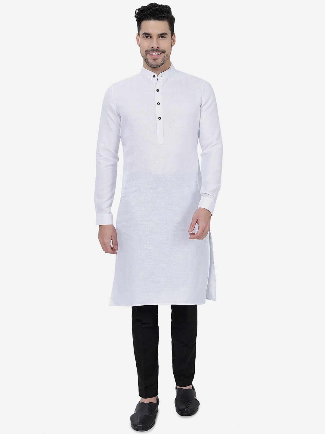 

Modi Kurta Mandarin Collar Pure Cotton Kurtas, White