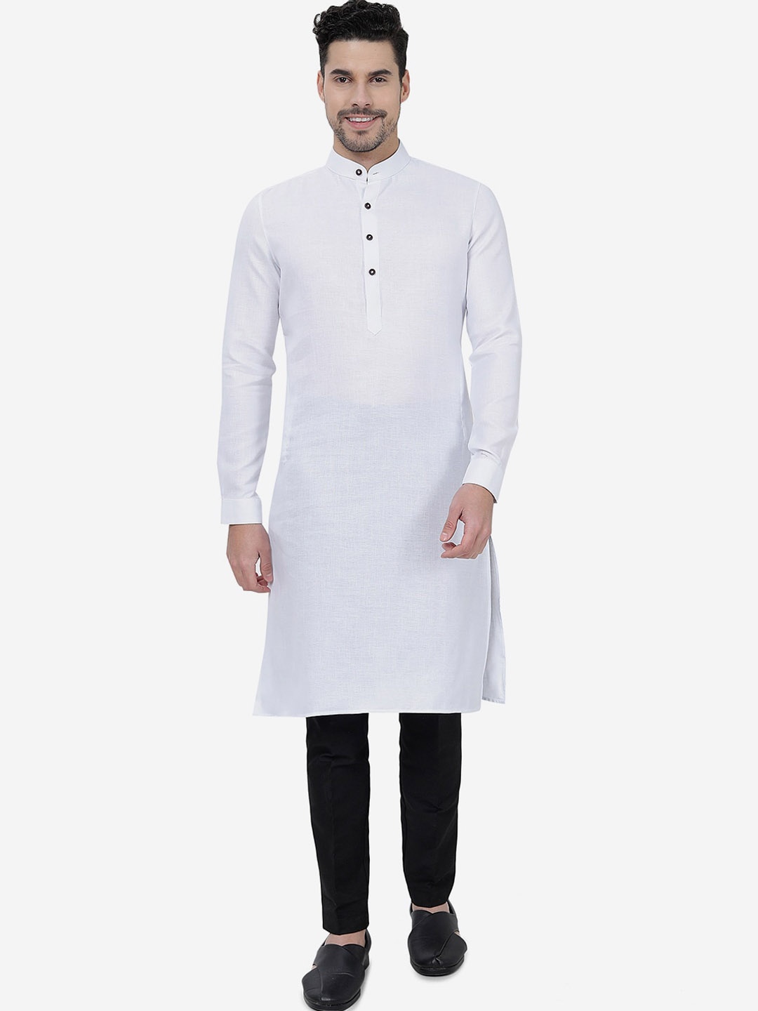 

Modi Kurta Mandarin Collar Cotton Straight Regular Kurta, White