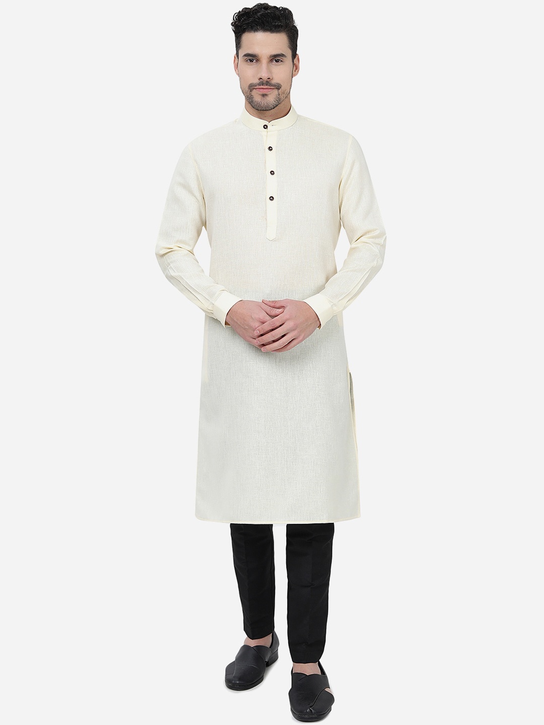 

Modi Kurta Mandarin Collar Pure Cotton Kurtas, Yellow