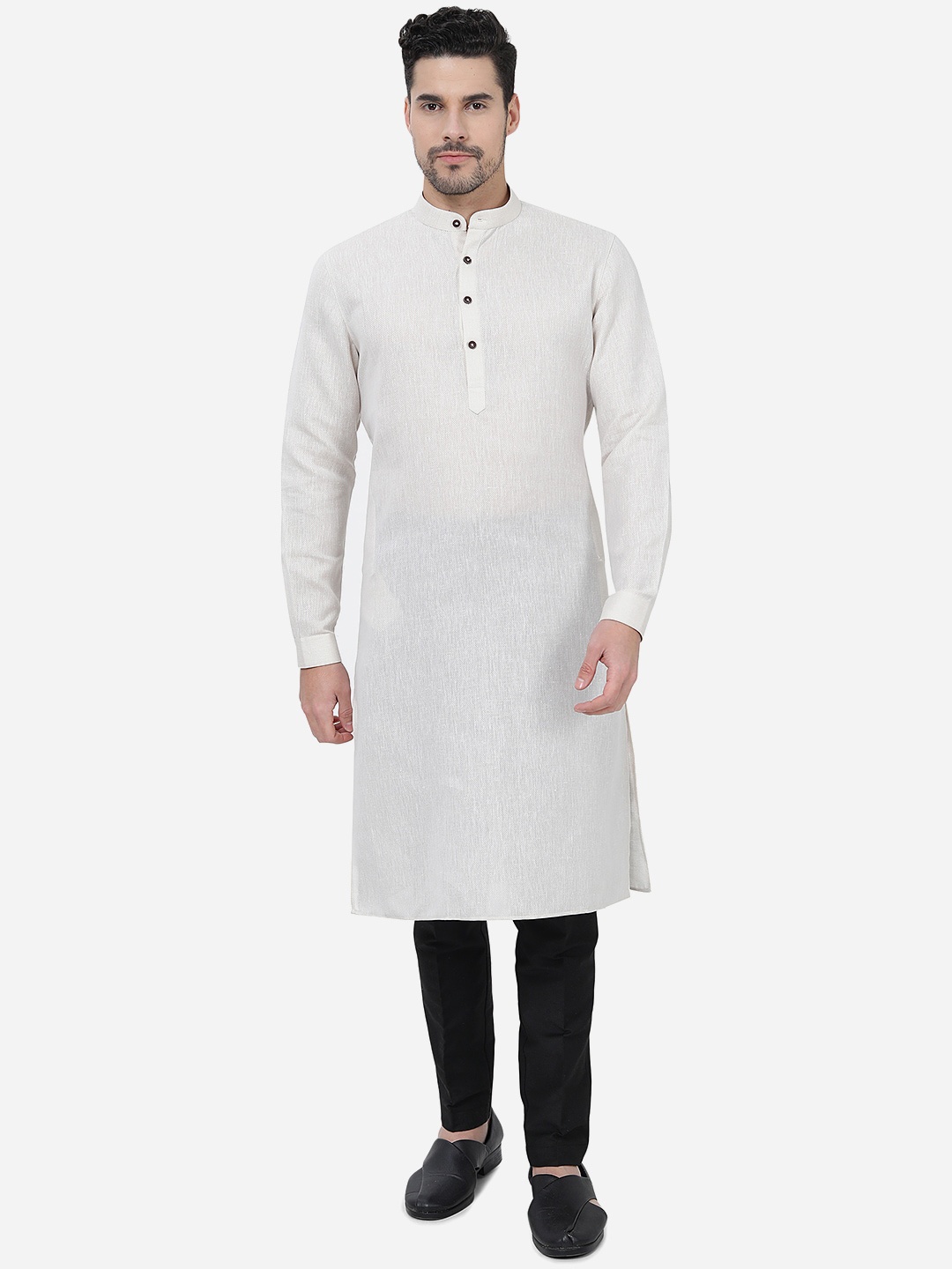

Modi Kurta Mandarin Collar Pure Cotton Kurtas, White