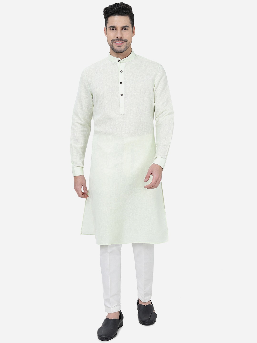 

Modi Kurta Mandarin Collar Pure Cotton Straight Kurta, Sea green