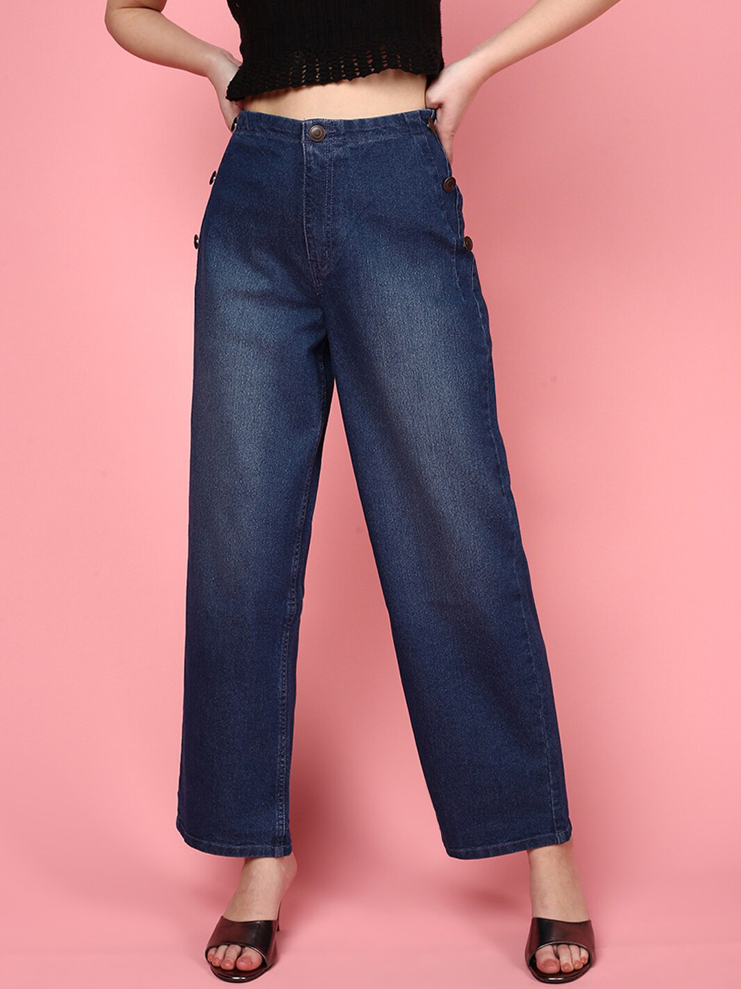

JUNEBERRY Women Original High-Rise Light Fade Stretchable Cotton Jeans, Blue