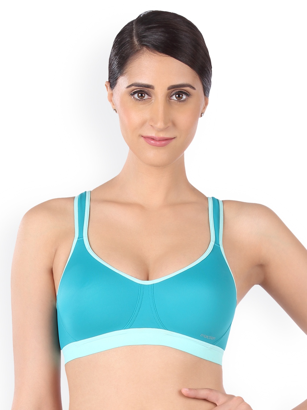 

Triumph Triaction 36 Padded Wireless Racer Back High Bounce Control Sports Bra, Turquoise blue