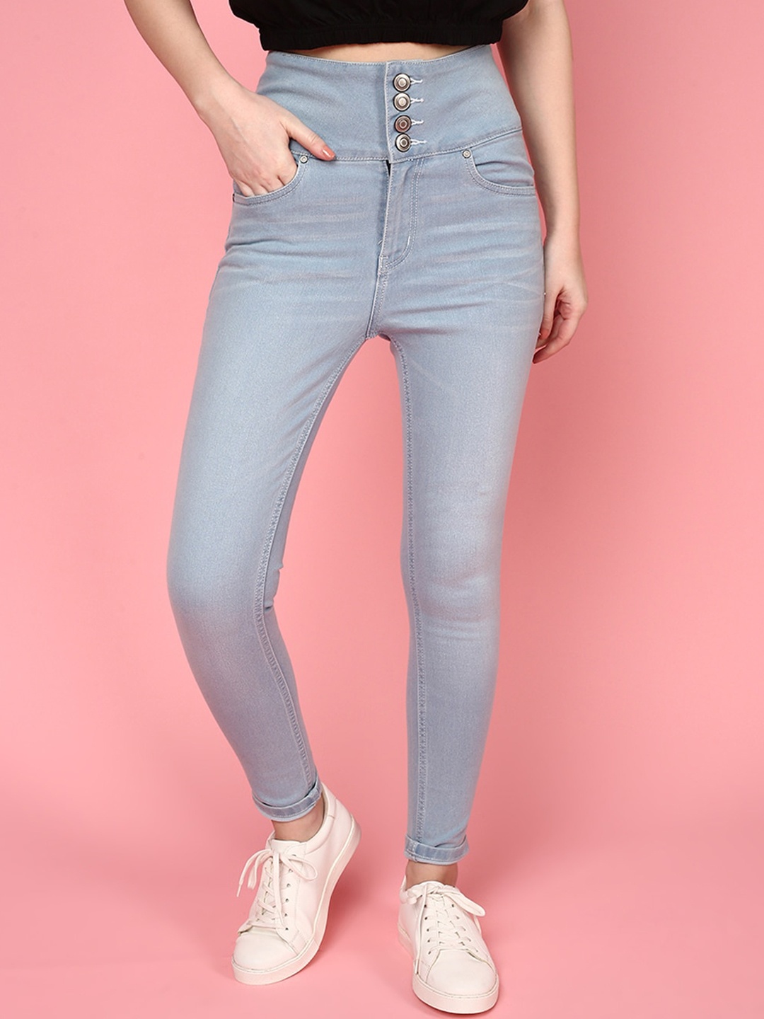

JUNEBERRY Women Original Skinny Fit High-Rise Stretchable Cotton Jeans, Blue