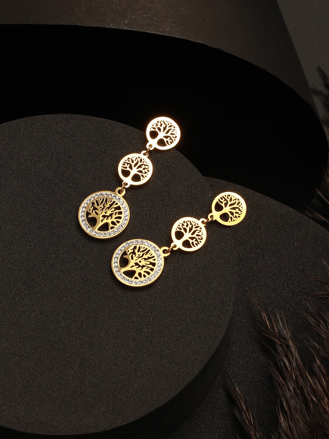 

Jazz and Sizzle Gold-Plated Geometric Drop Earrings, White
