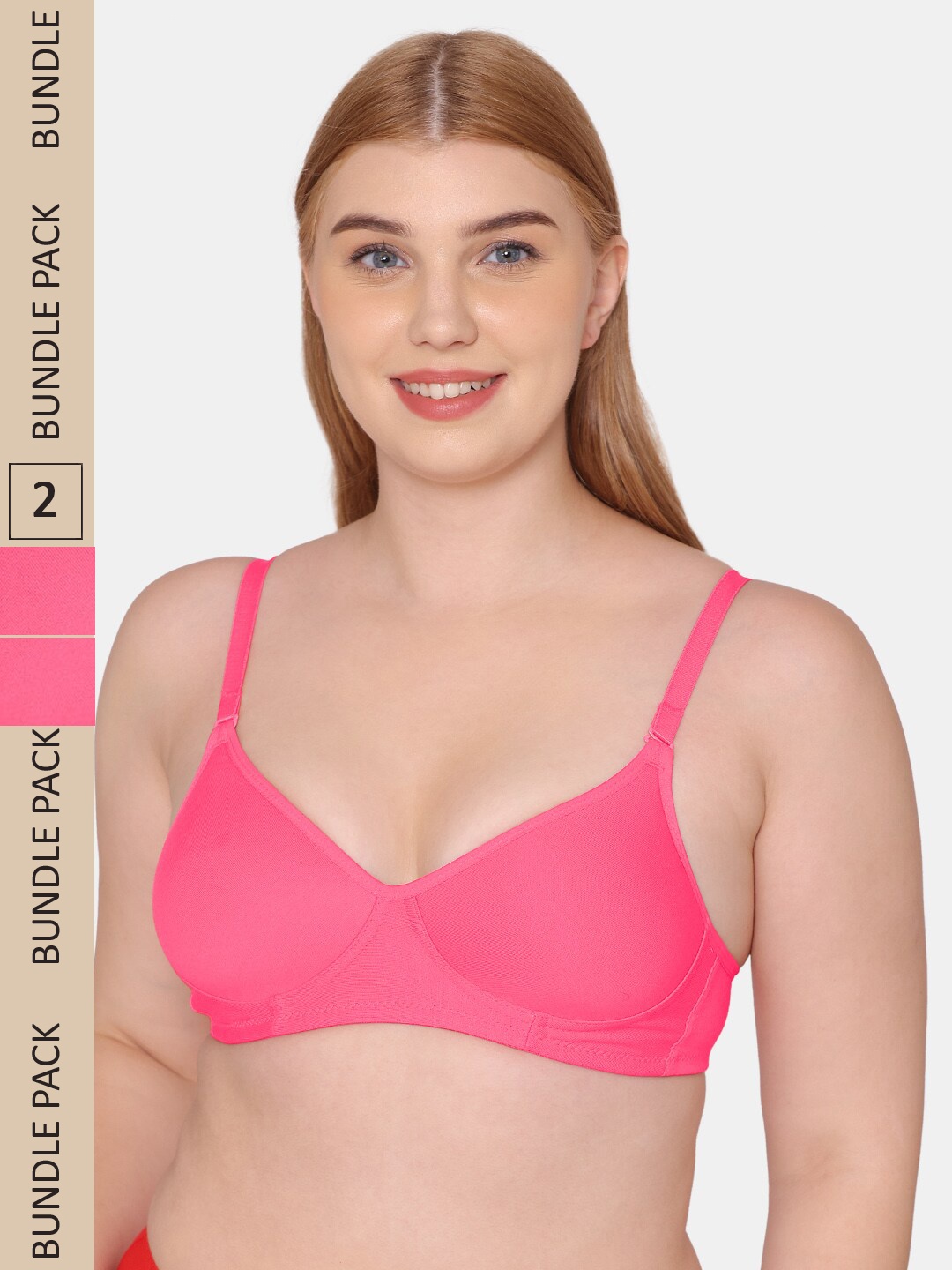 

Tweens Pack Of 2 Full Coverage Lightly Padded All Day Comfort Seamless Cotton T-shirt Bra, Pink